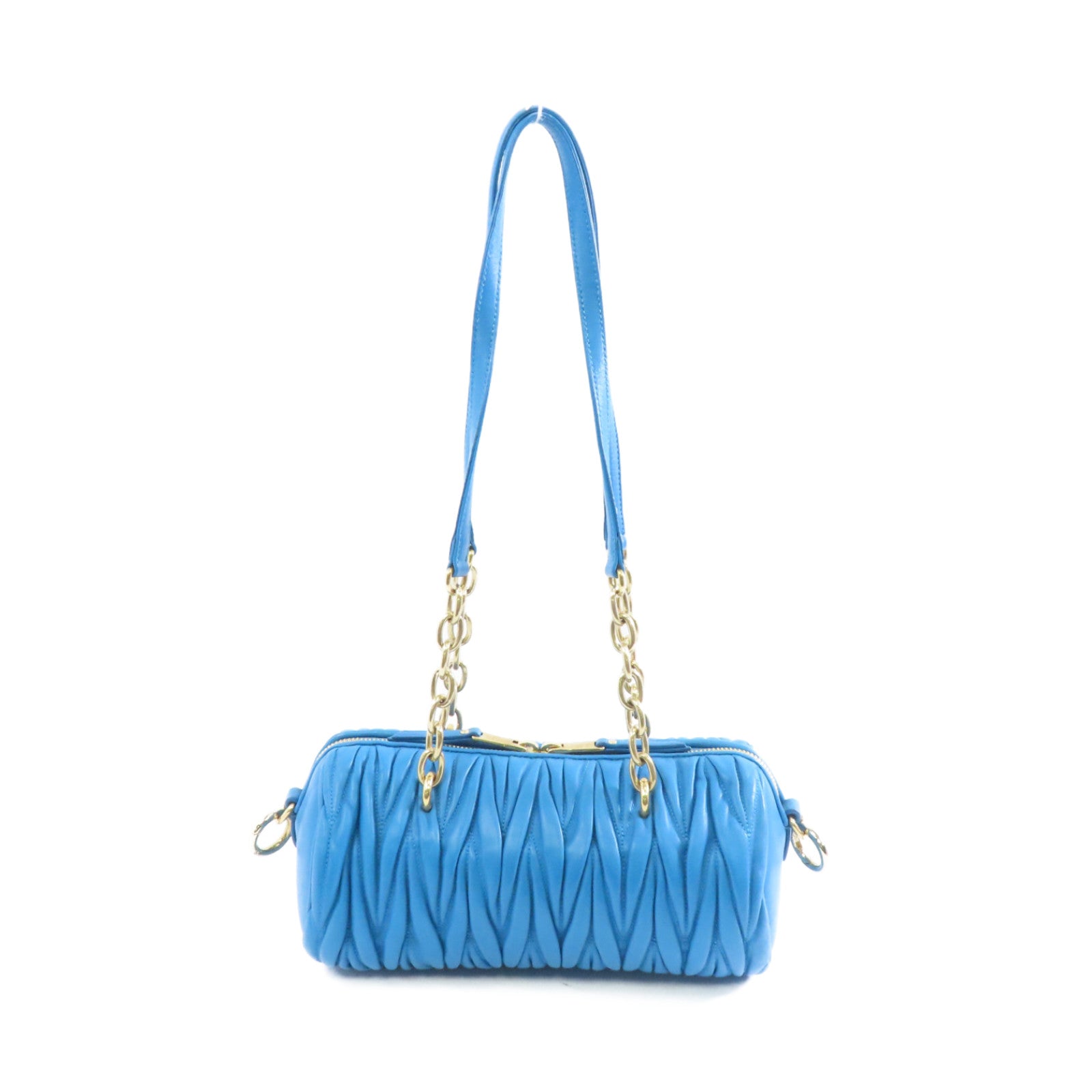Miu Miu 羊皮皮革Shoulder Bag金扣鏈帶肩背袋藍色