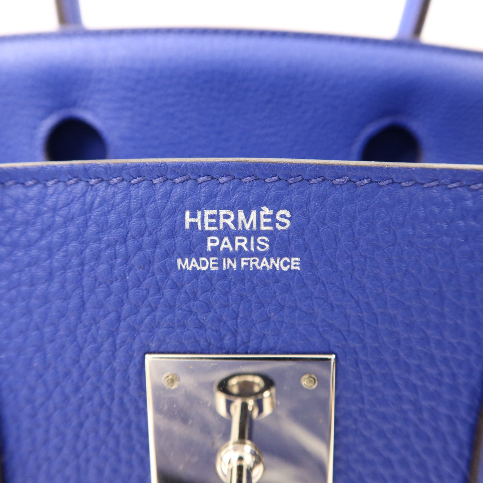 HERMES Togo皮革Birkin 30銀扣手挽袋Bleu Electrique