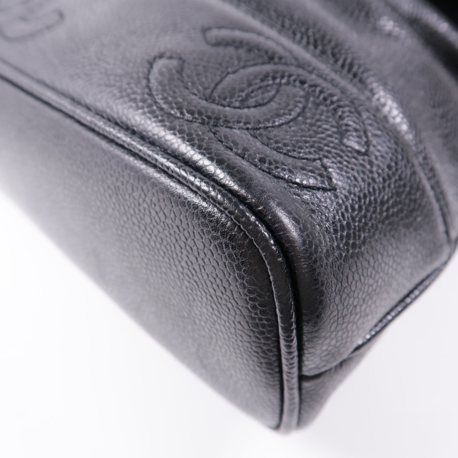 CHANEL 牛皮皮革Backpack金扣鏈帶背包