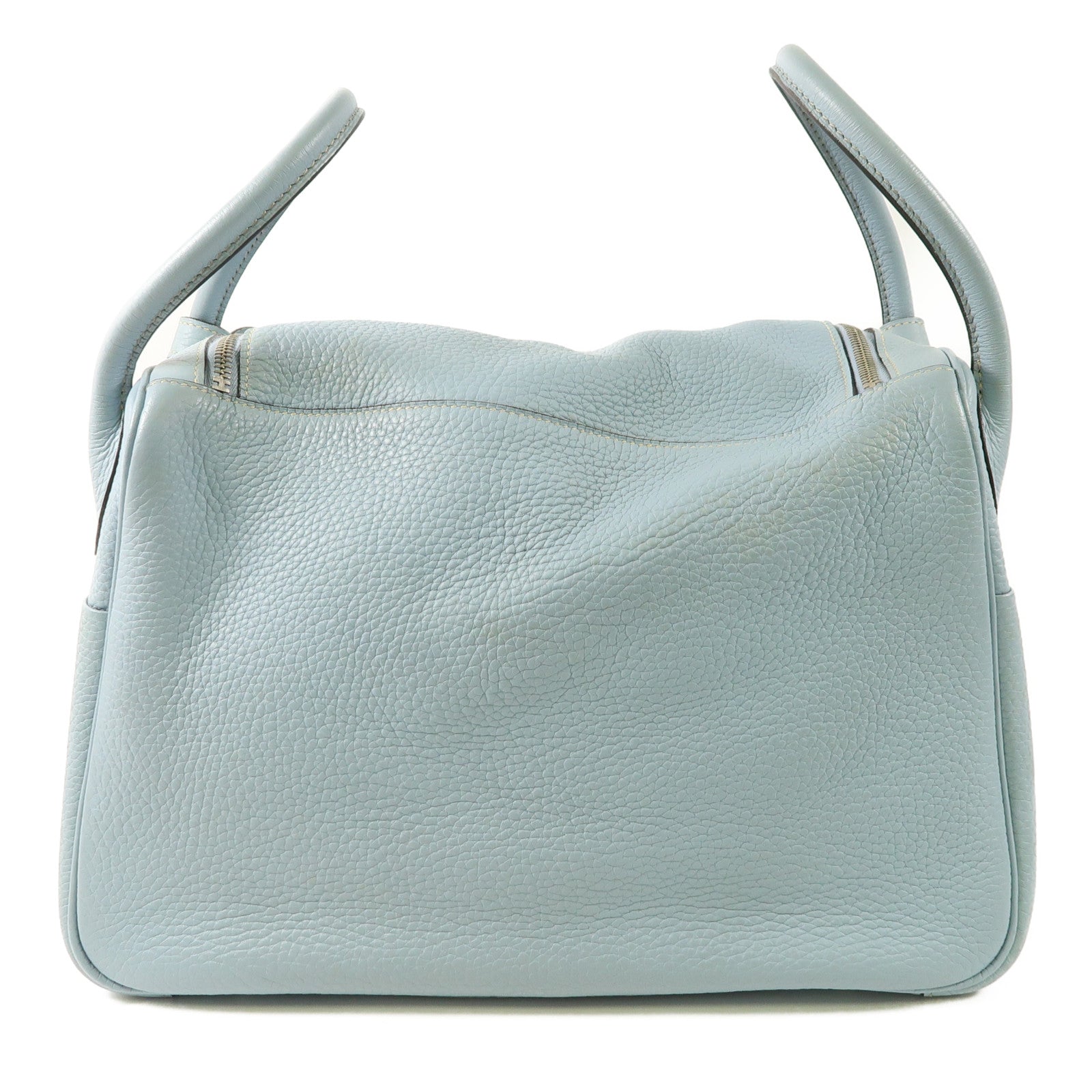HERMES Clemence皮革Lindy 34銀扣手挽肩背兩用袋J7 Bleu Lin