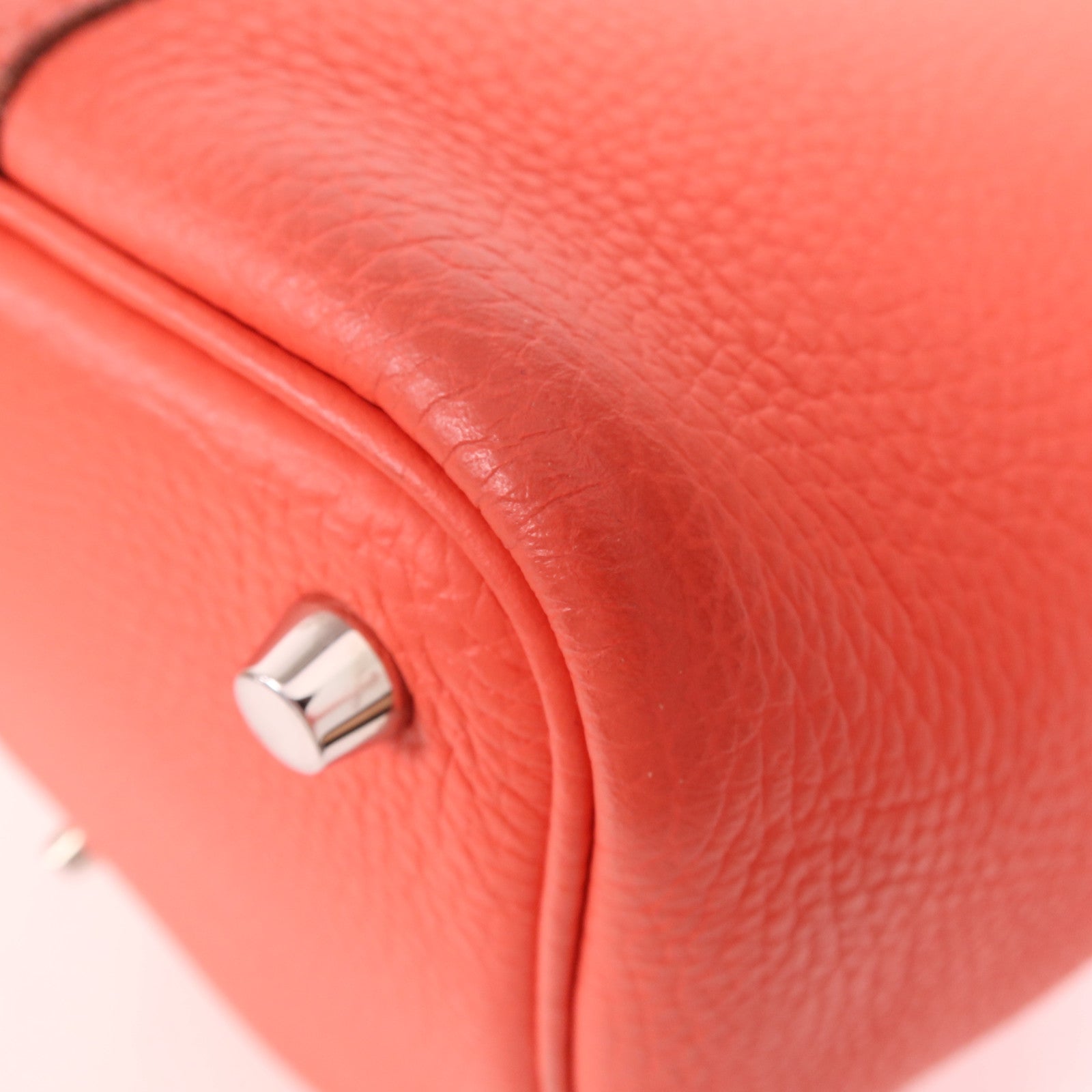 HERMES Clemence皮革Picotin PM銀扣手挽袋Rose Texas
