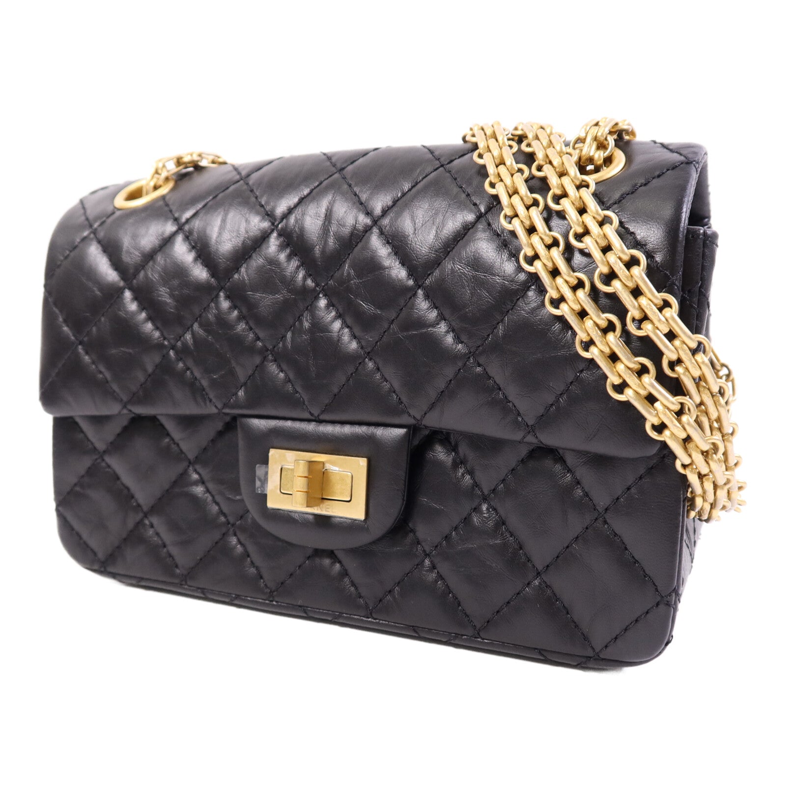 CHANEL 牛皮皮革Mini 2.55金扣鏈帶肩背袋