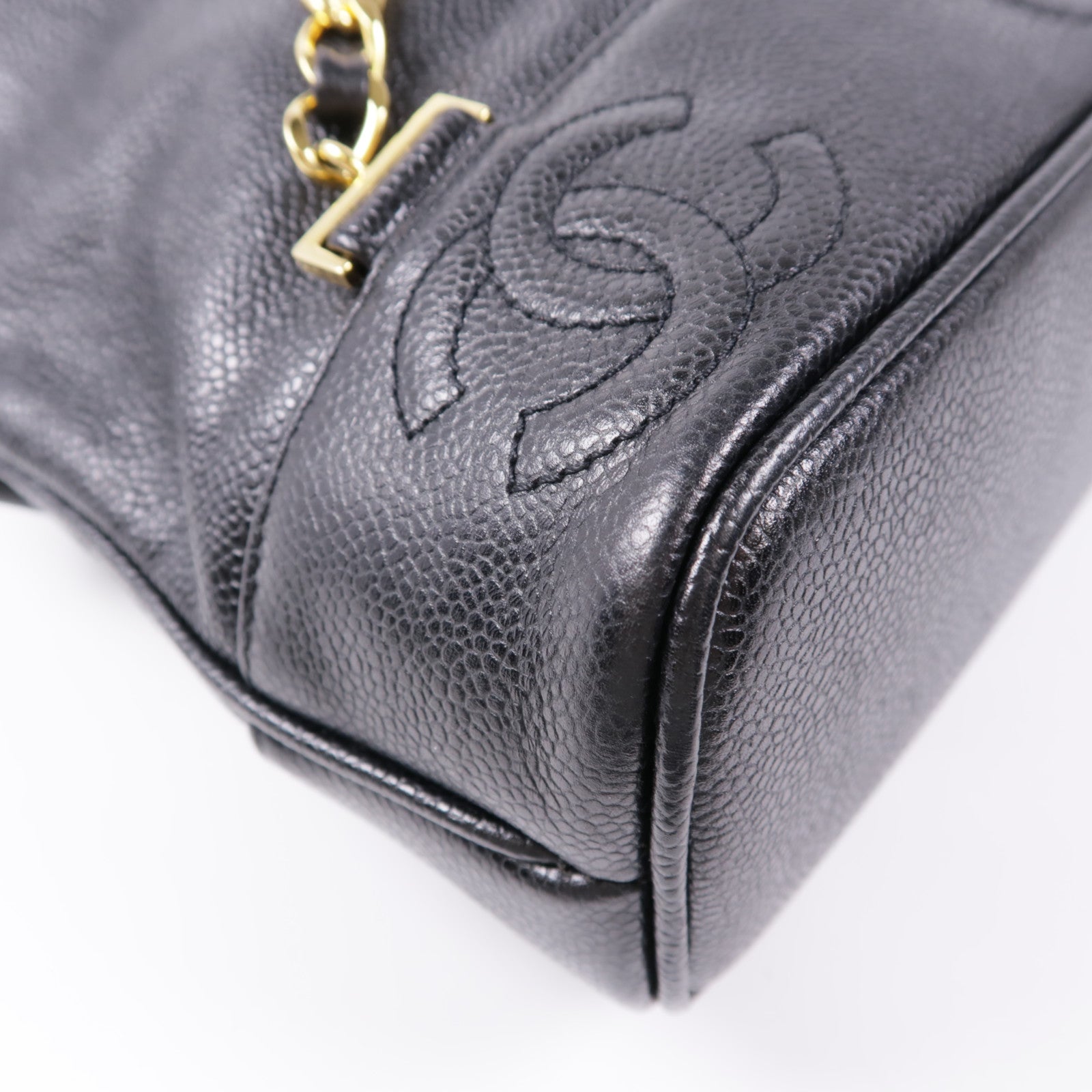 CHANEL 牛皮皮革Backpack金扣鏈帶背包