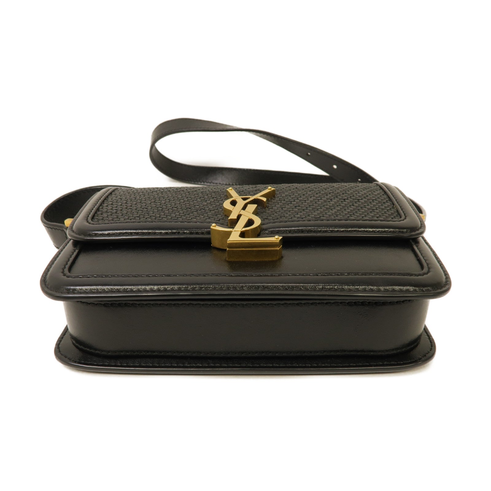 SAINT LAURENT 【激減優惠】牛皮皮革Solferino Box金扣肩背袋黑色