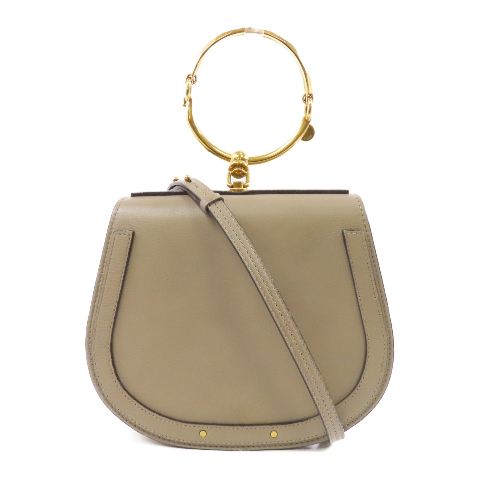 Chloe 牛皮皮革2Way Shoulder金扣手挽肩背兩用袋啡色