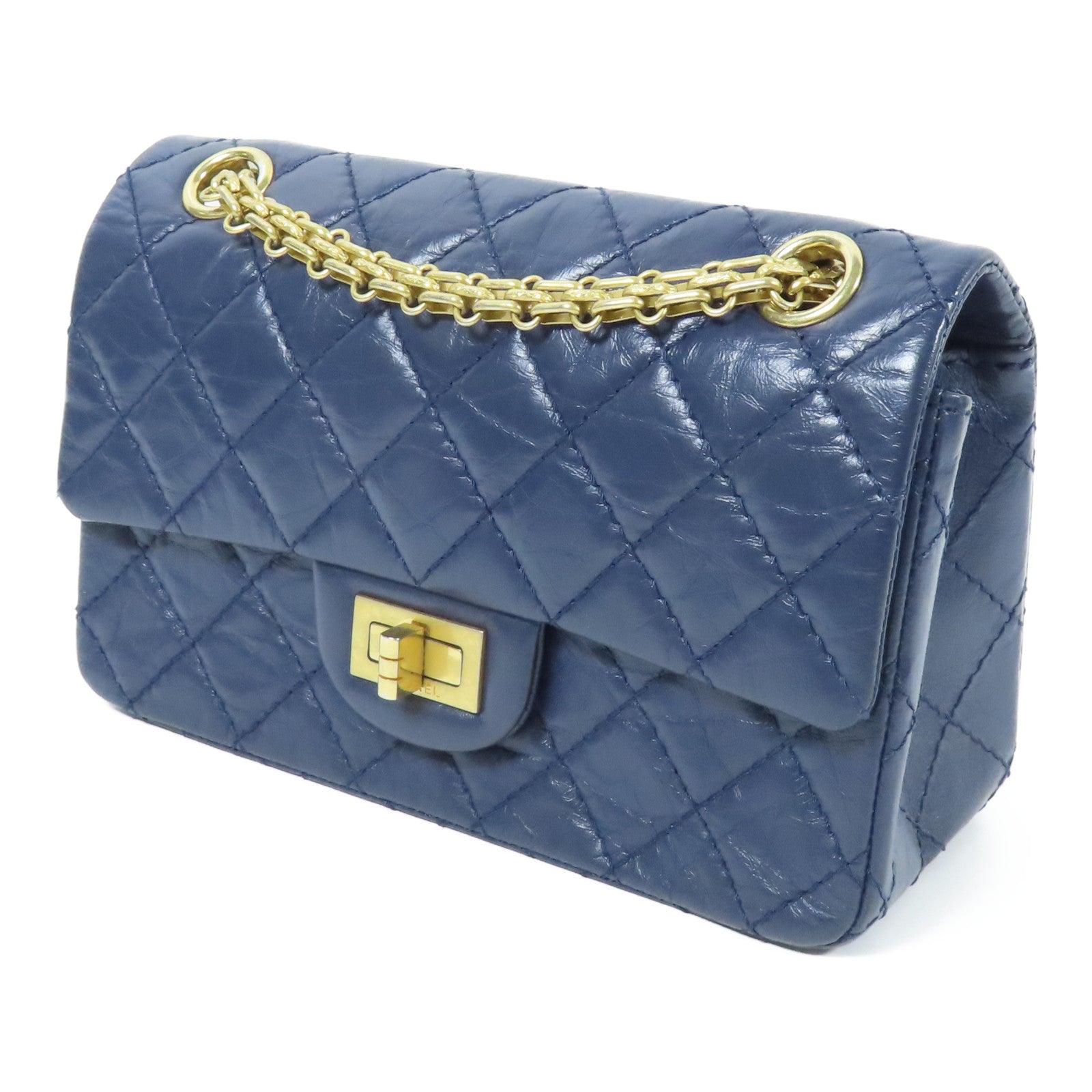 CHANEL 【激減優惠】牛皮皮革2.55金扣鏈帶肩背袋