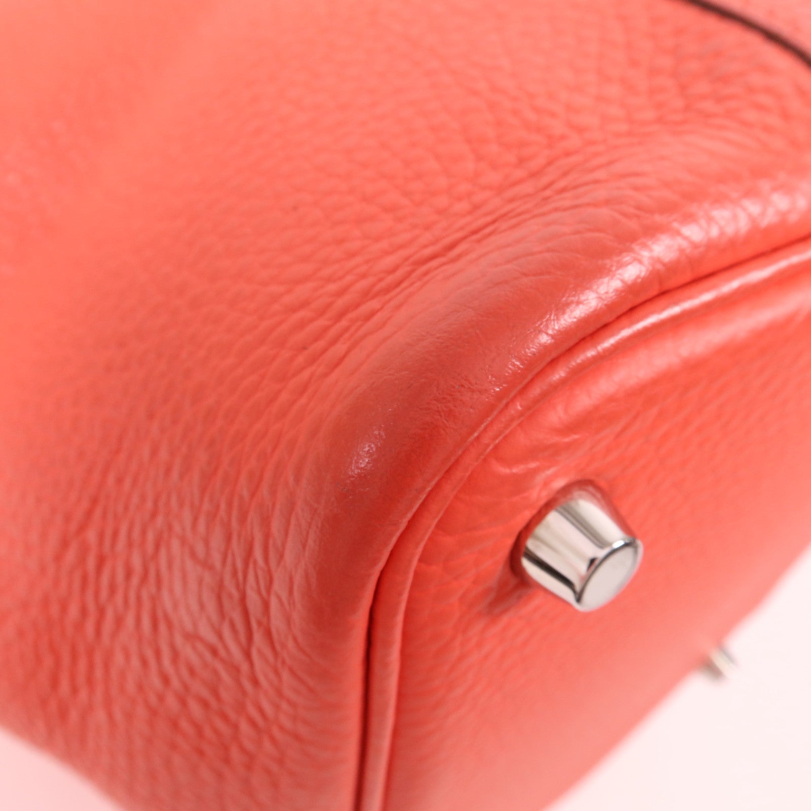 HERMES Clemence皮革Picotin PM銀扣手挽袋Rose Texas