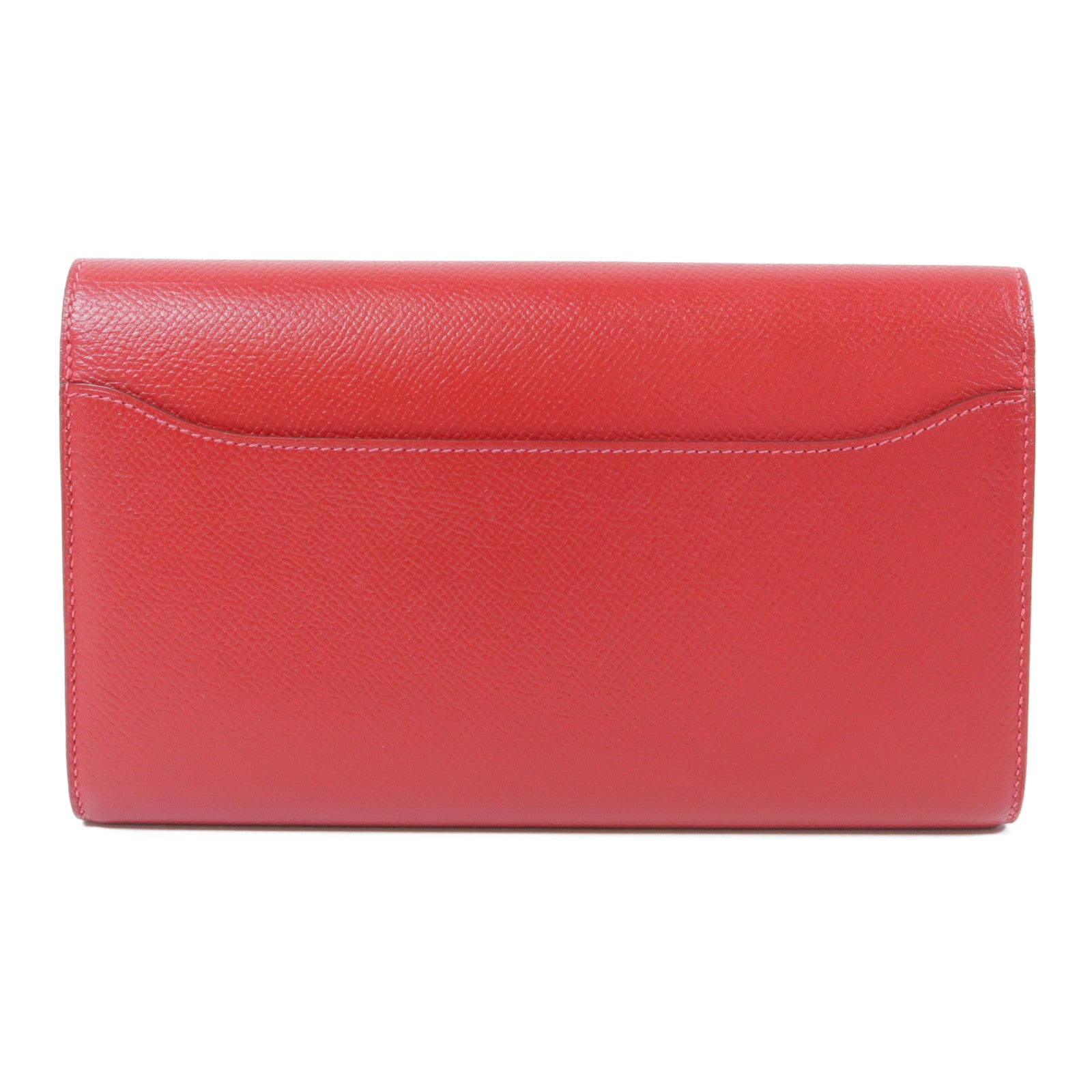 HERMES 【激減優惠】Epsom皮革Constance Long Wallet銀扣長錢包Rouge Casaque正紅色