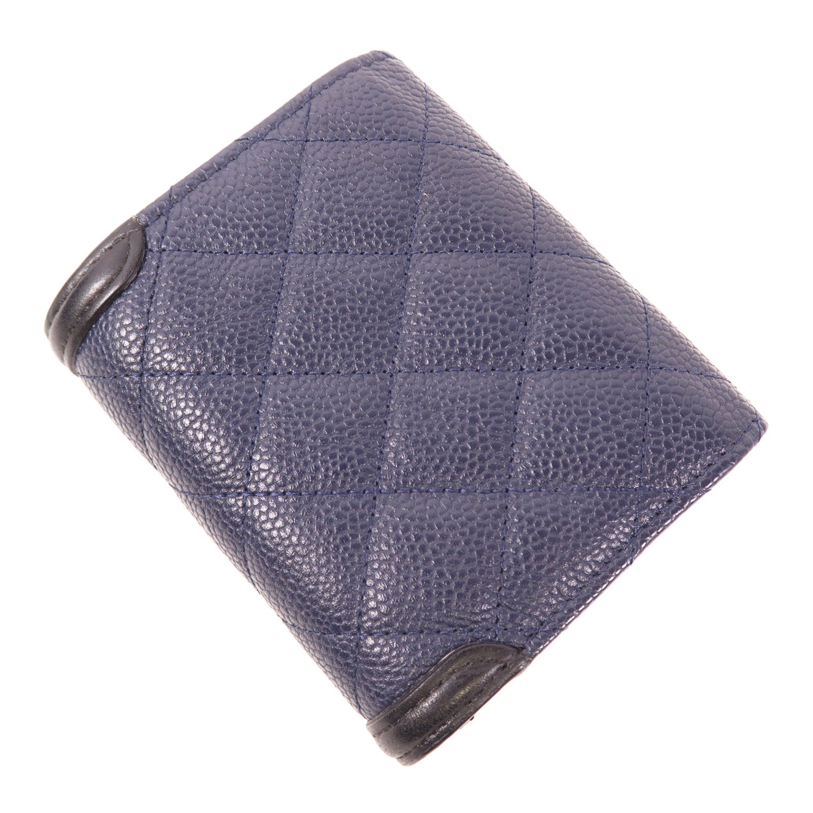 CHANEL CC GHW Wallet Calfskin Leather Navy/Black