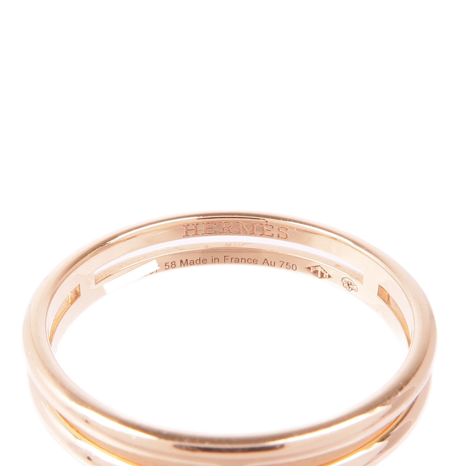 HERMES 18K玫瑰金Ariane Wedding Band戒指Hermes#58/US#8.25