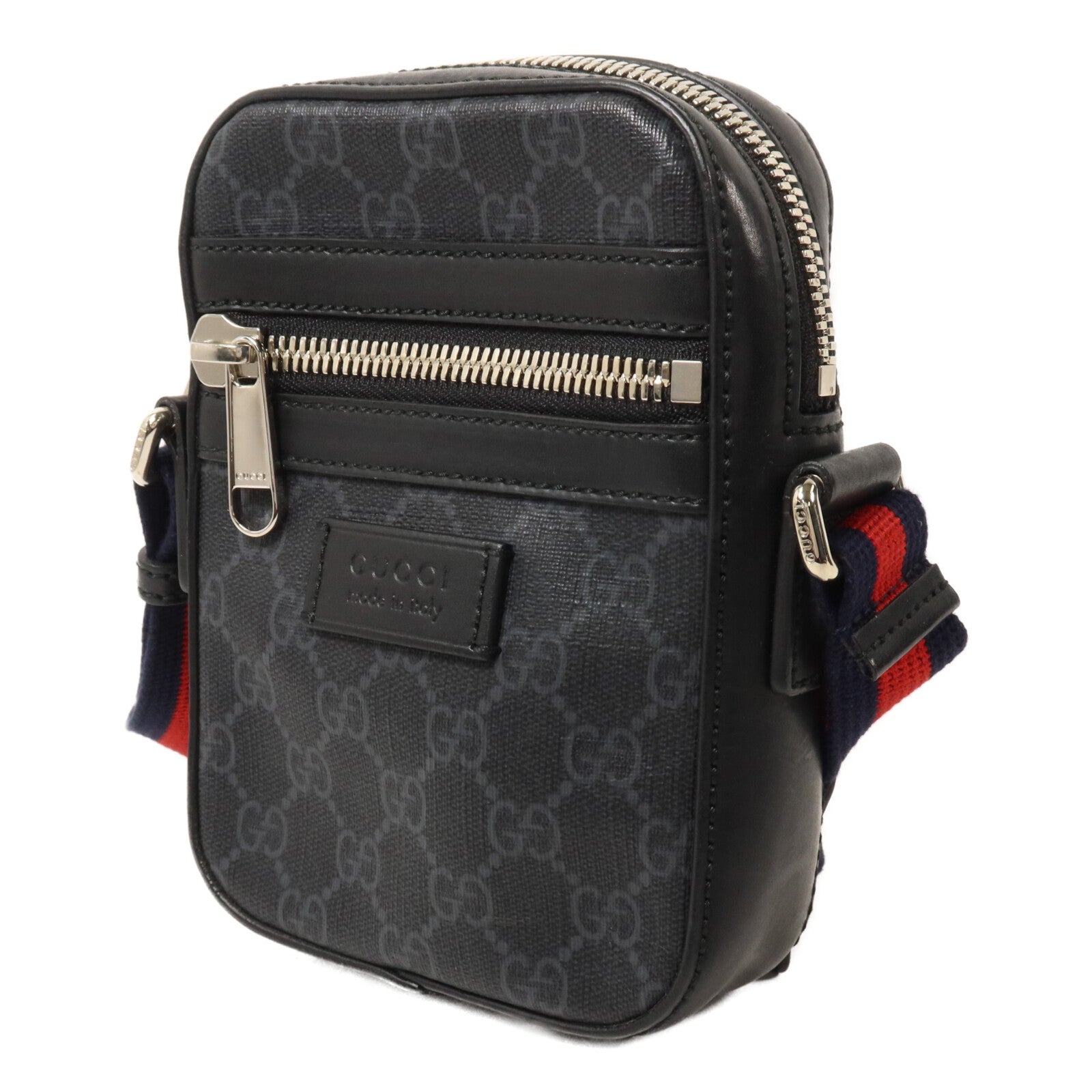 GUCCI 塗層帆布GG Black Messenger肩背袋