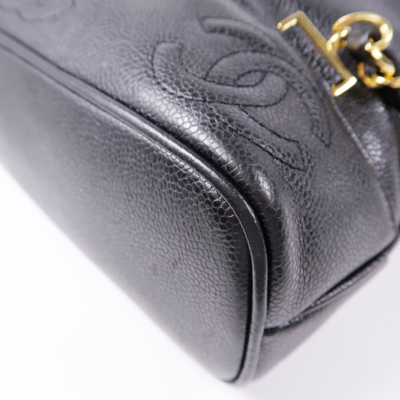 CHANEL 牛皮皮革Backpack金扣鏈帶背包