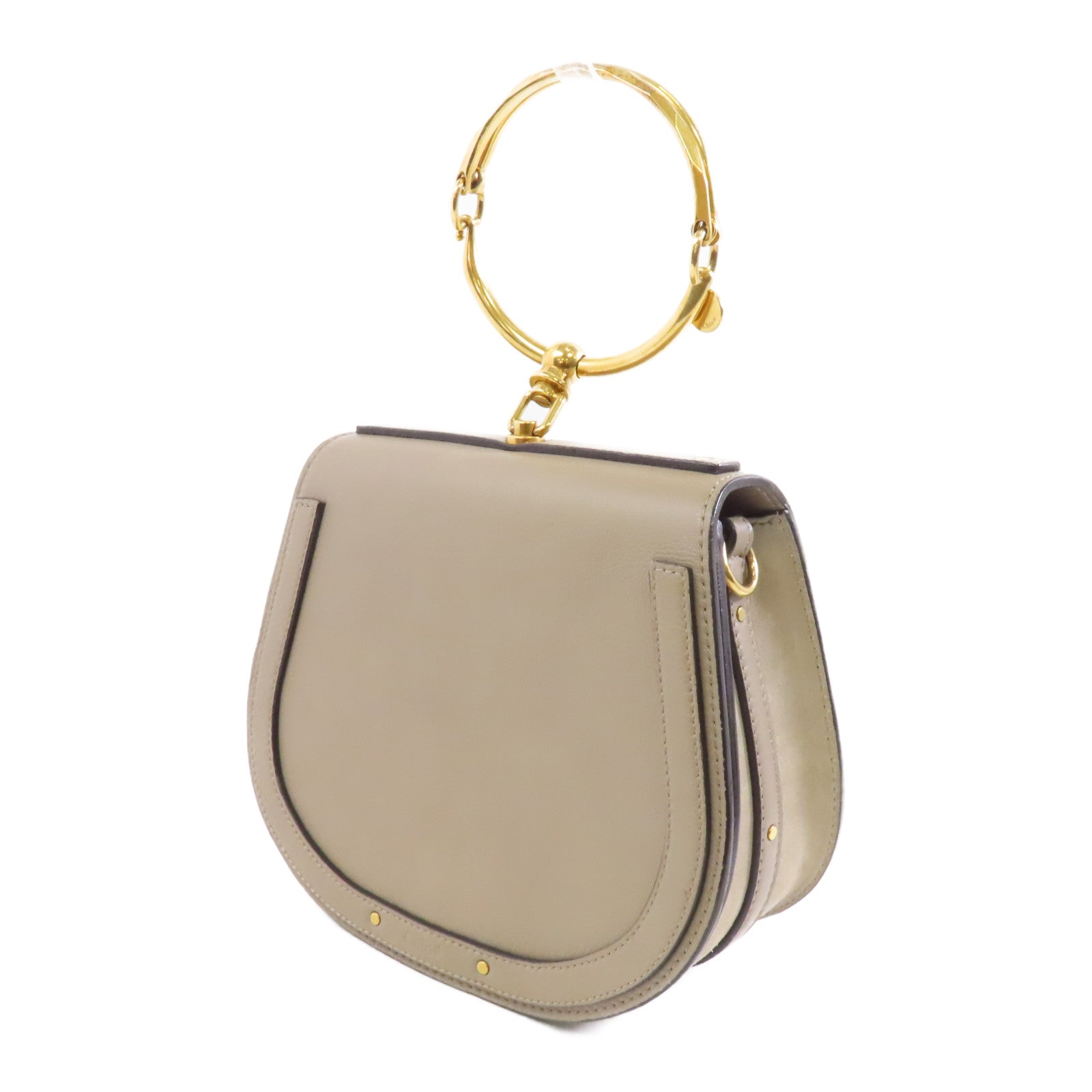 Chloe 牛皮皮革2Way Shoulder金扣手挽肩背兩用袋啡色