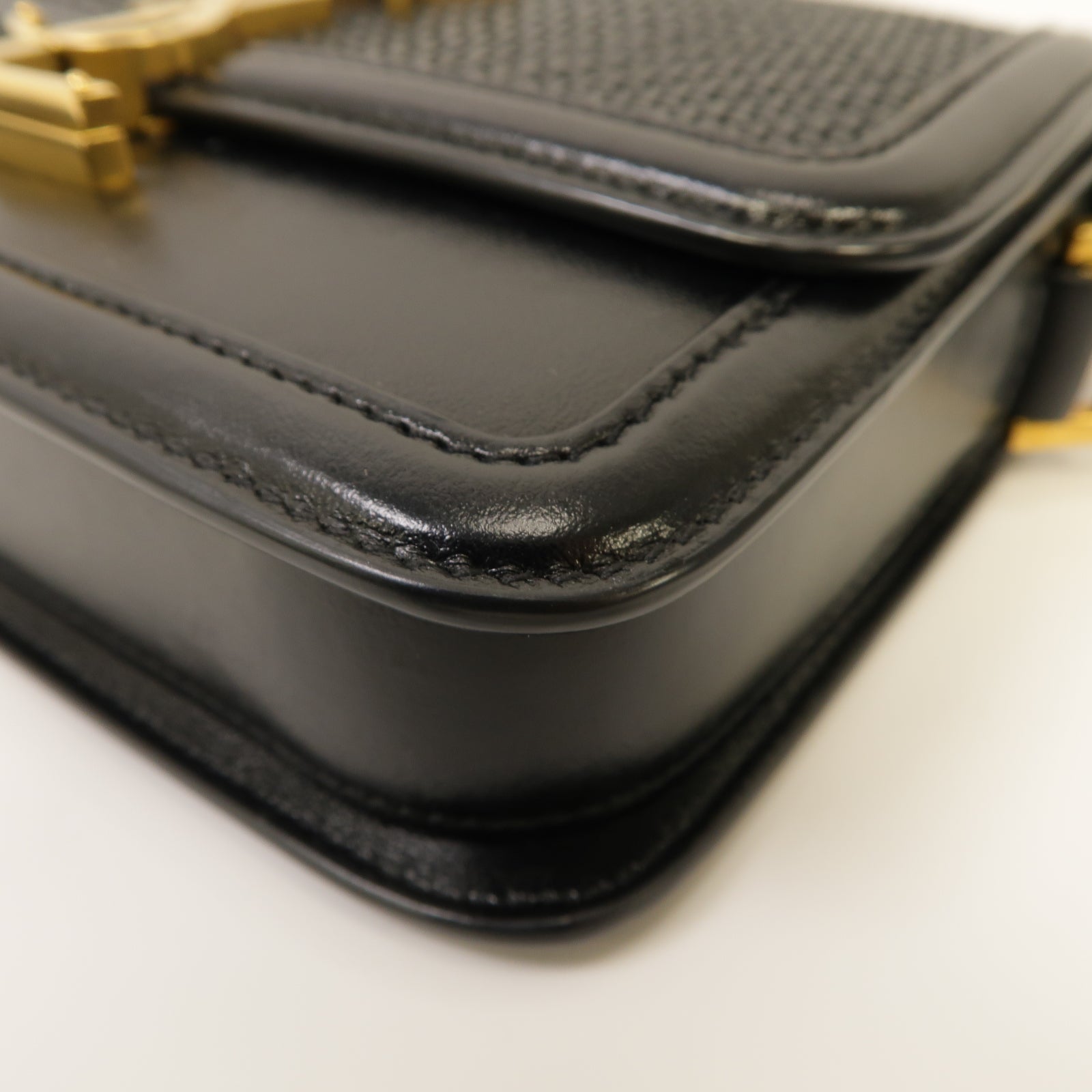 SAINT LAURENT 【激減優惠】牛皮皮革Solferino Box金扣肩背袋黑色