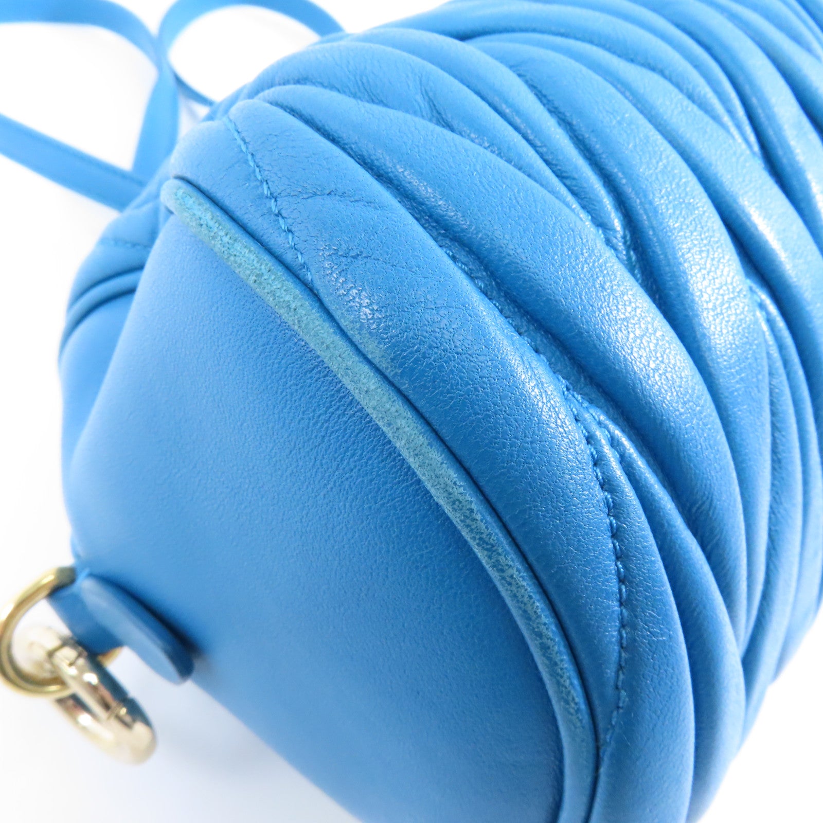 Miu Miu 羊皮皮革Shoulder Bag金扣鏈帶肩背袋藍色