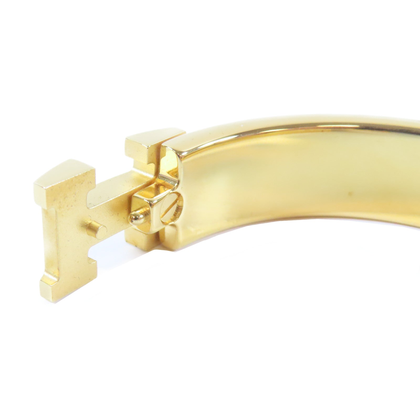 HERMES 金屬Clic H Bracelet手鐲白色/金色#16cm