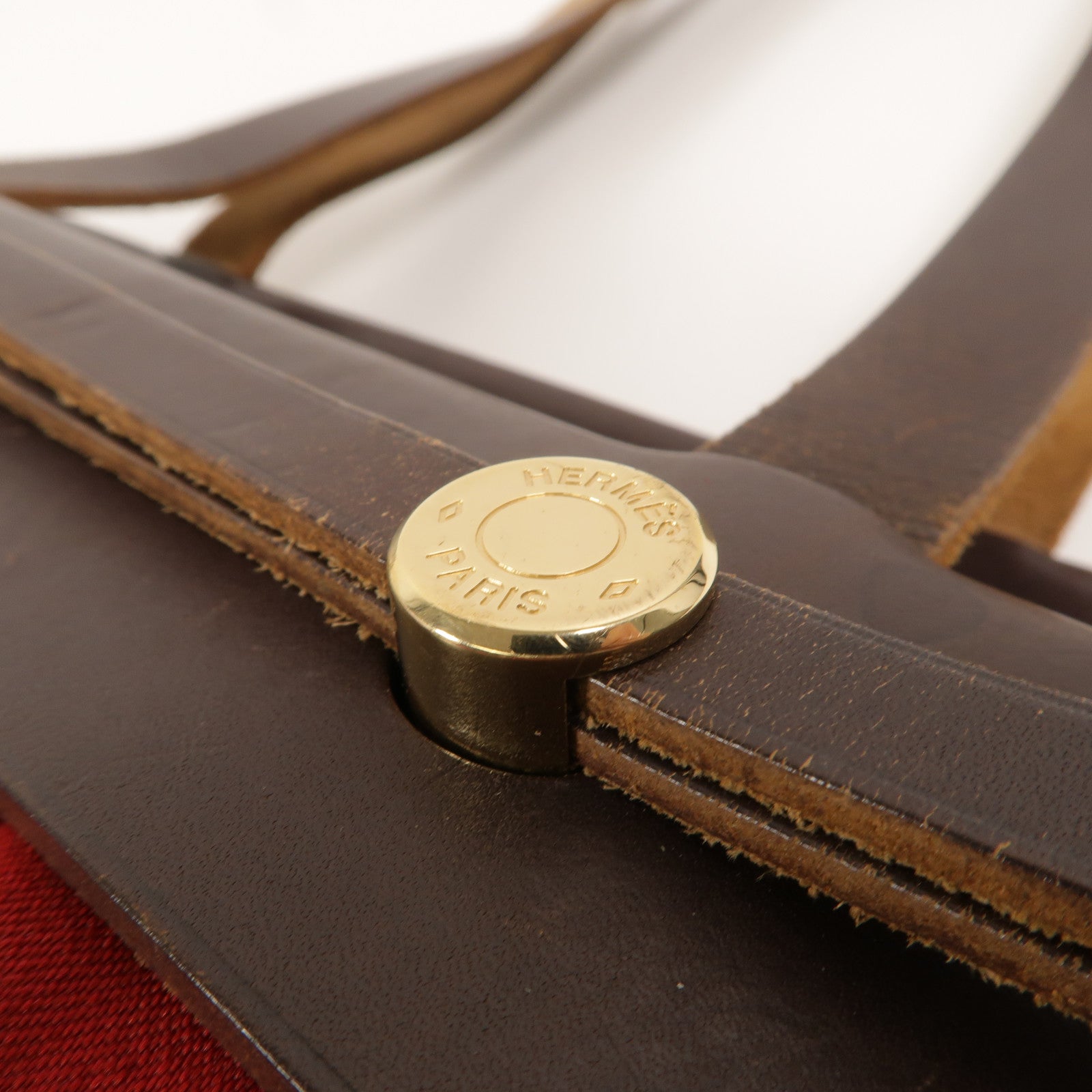 HERMES 帆布Herbag Cabas PM肩背袋Rouge Casaque