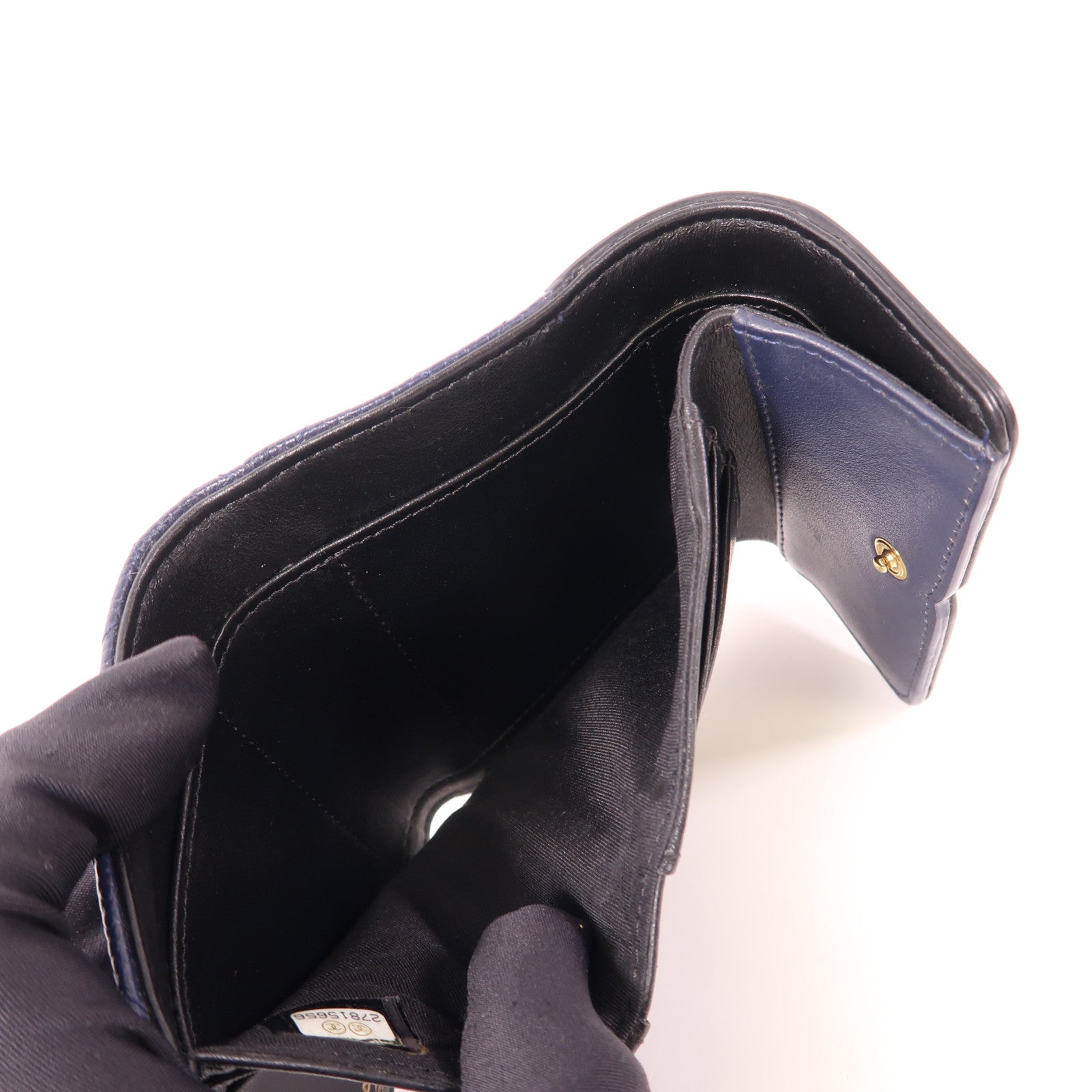 CHANEL CC GHW Wallet Calfskin Leather Navy/Black