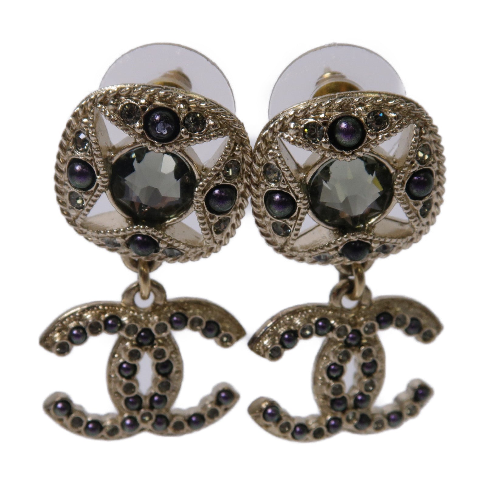 CHANEL 【激減優惠】PVC/金屬Earrings耳環金色/紫色/綠色