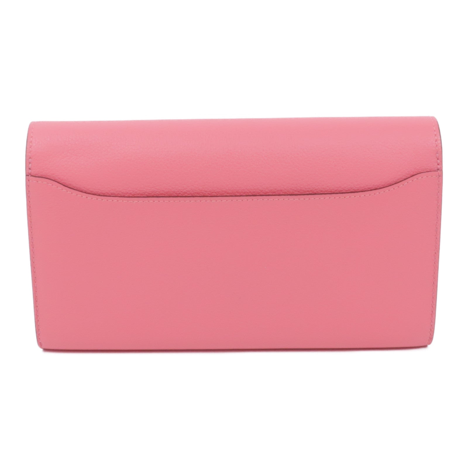 HERMES Evercolor皮革Constance Long Wallet銀扣長錢包8W Rose Azalee