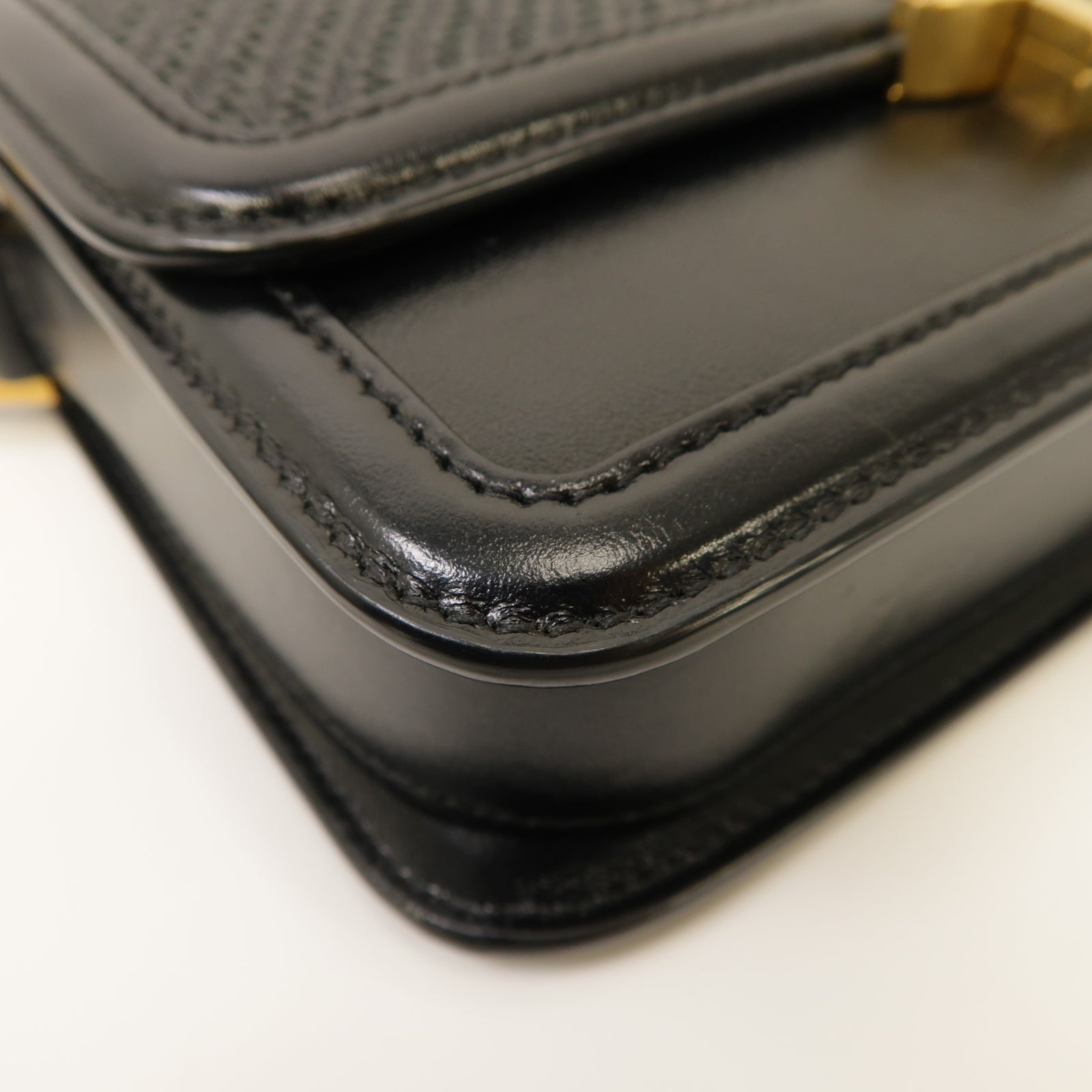 SAINT LAURENT 【激減優惠】牛皮皮革Solferino Box金扣肩背袋黑色