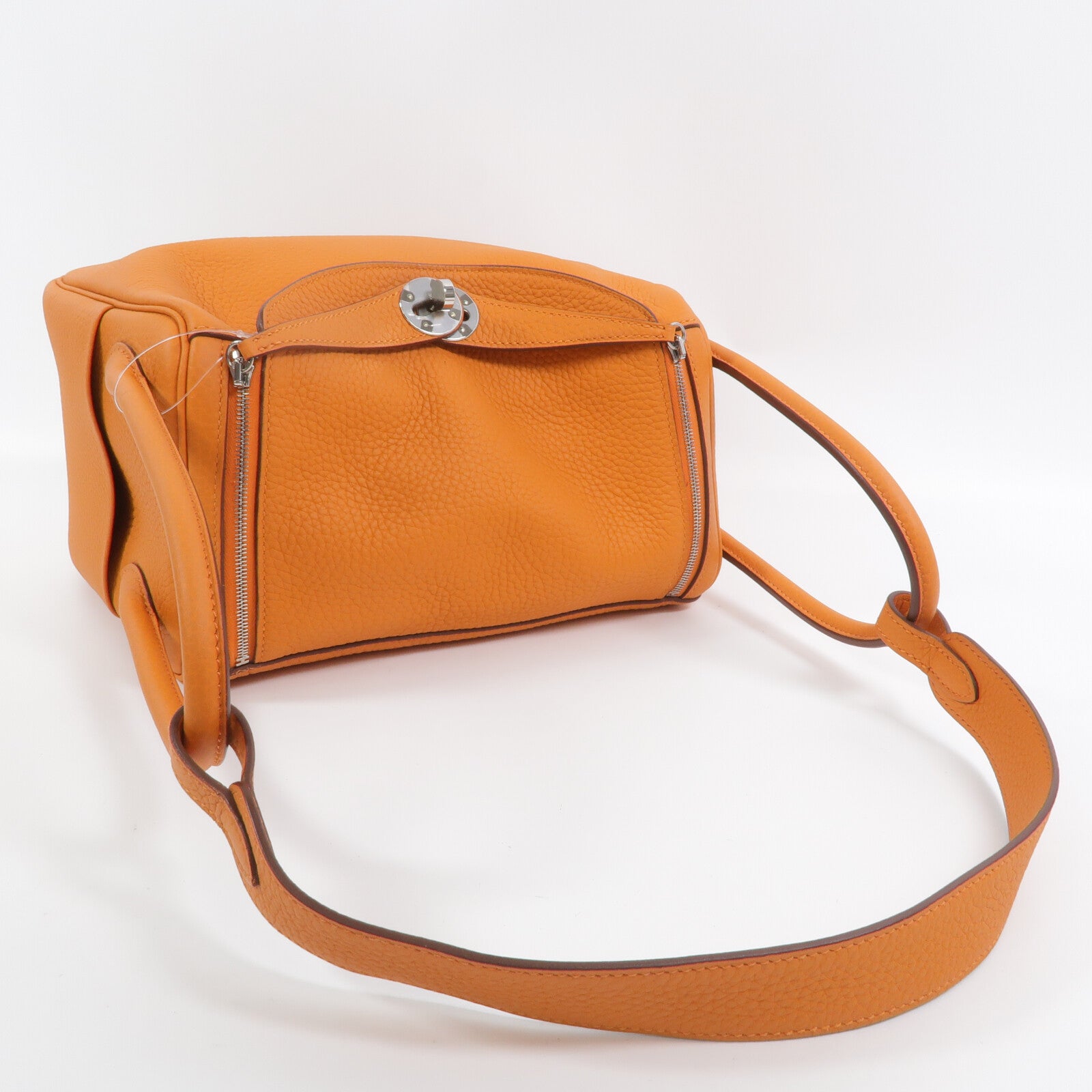 HERMES Clemence皮革Lindy 26手挽肩背兩用袋Orange