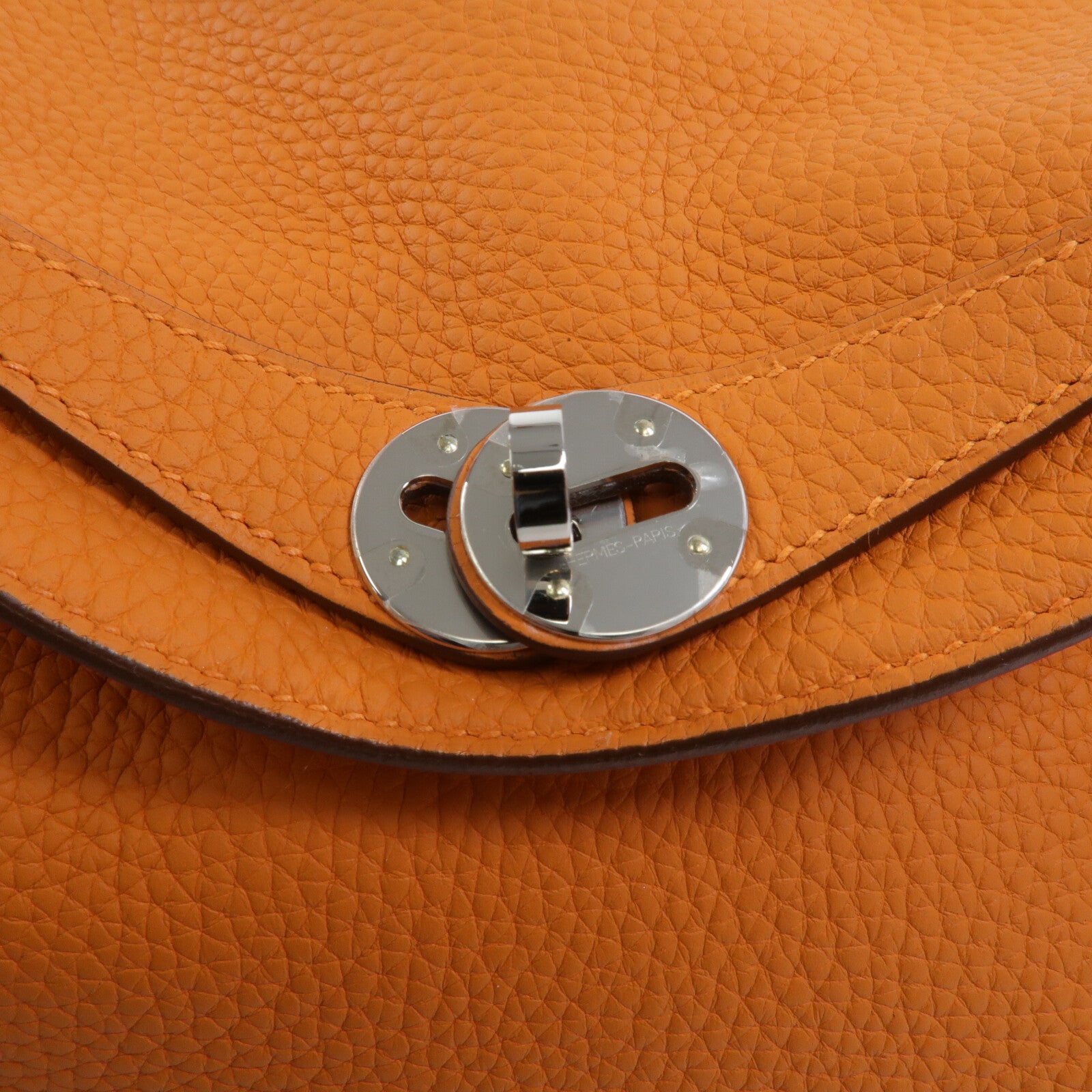 HERMES Clemence皮革Lindy 26手挽肩背兩用袋Orange
