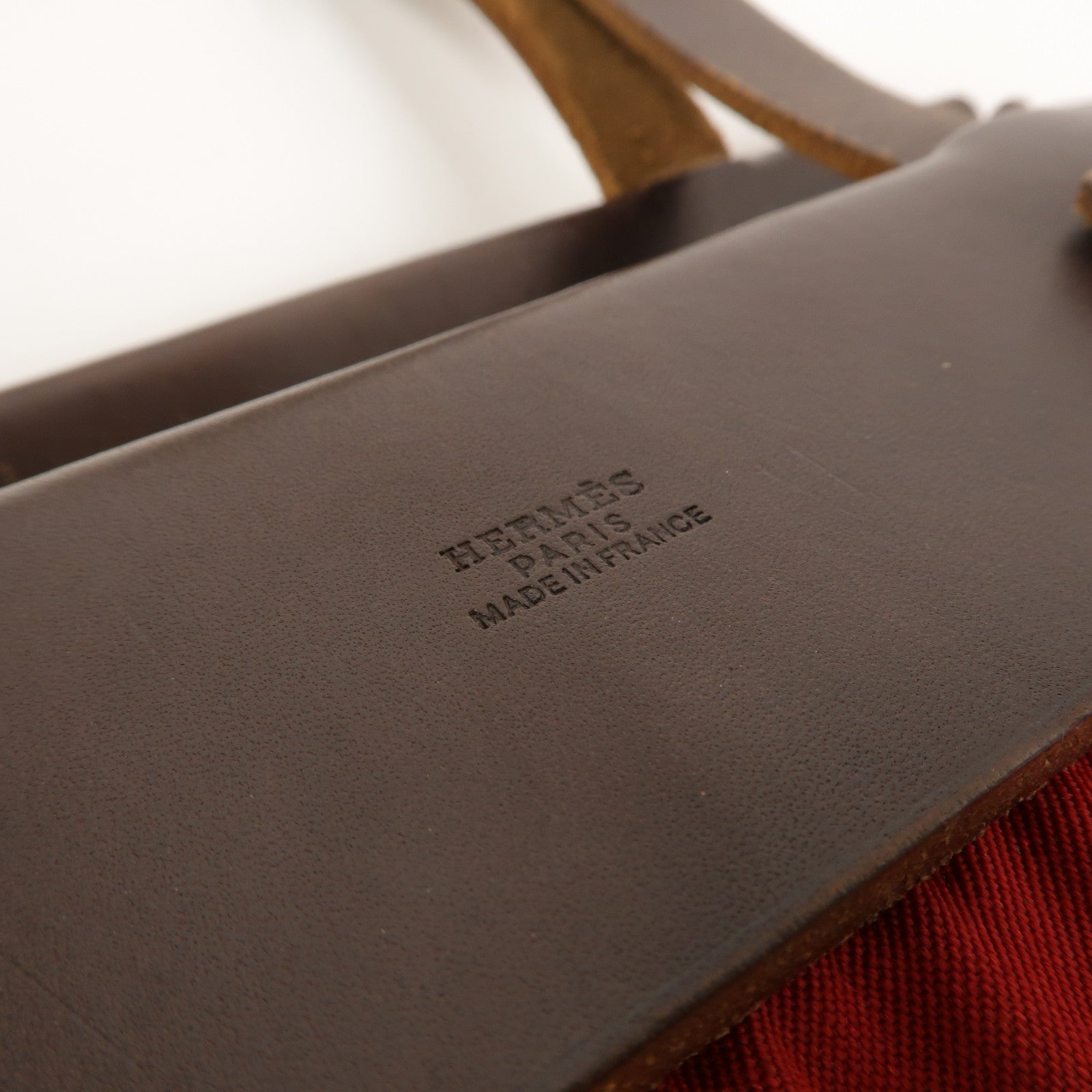 HERMES 帆布Herbag Cabas PM肩背袋Rouge Casaque