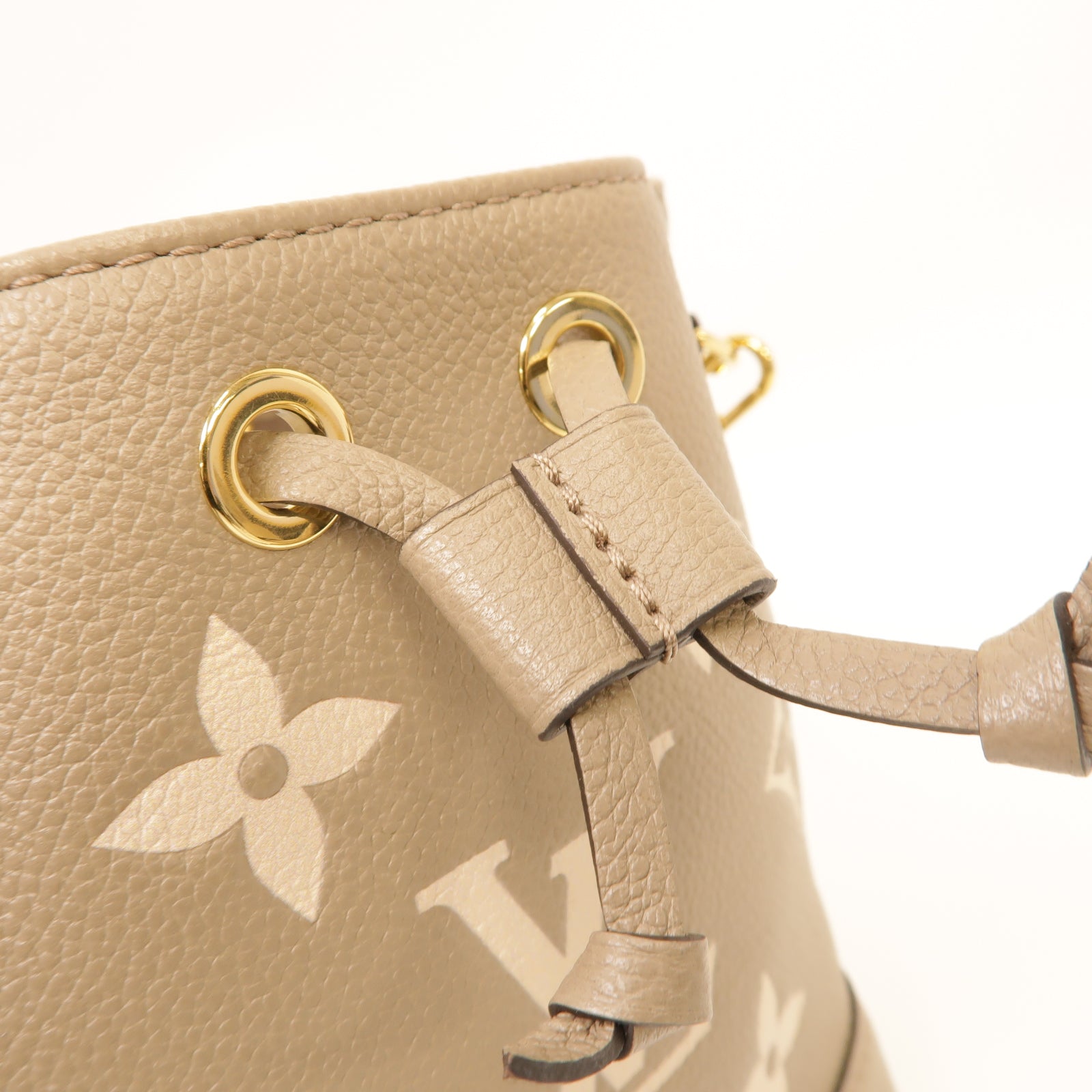 LOUIS VUITTON Monogram Empreinte Nano Noe金扣手挽肩背兩用袋米灰色
