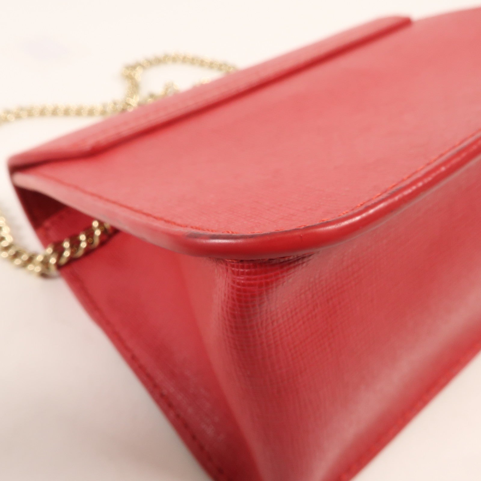 Furla 牛皮皮革Chain Shoulder金扣鏈帶肩背袋