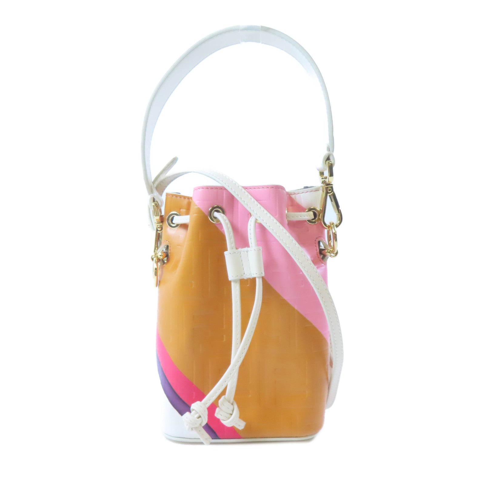 FENDI Mon Tresor 2 Way Bag 8BS010 AJSI F1HDR Calfskin Leather White/Pink/Brown