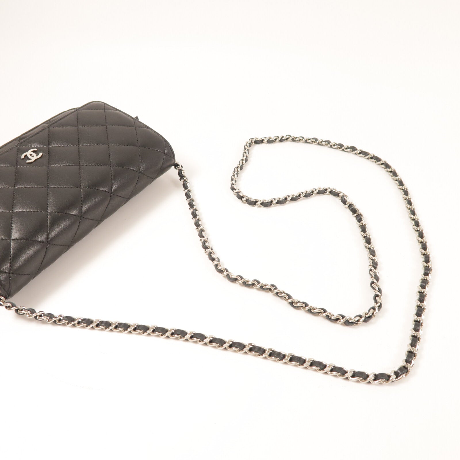 CHANEL 羊皮皮革WOC Wallet On Chain銀扣鏈帶肩背袋