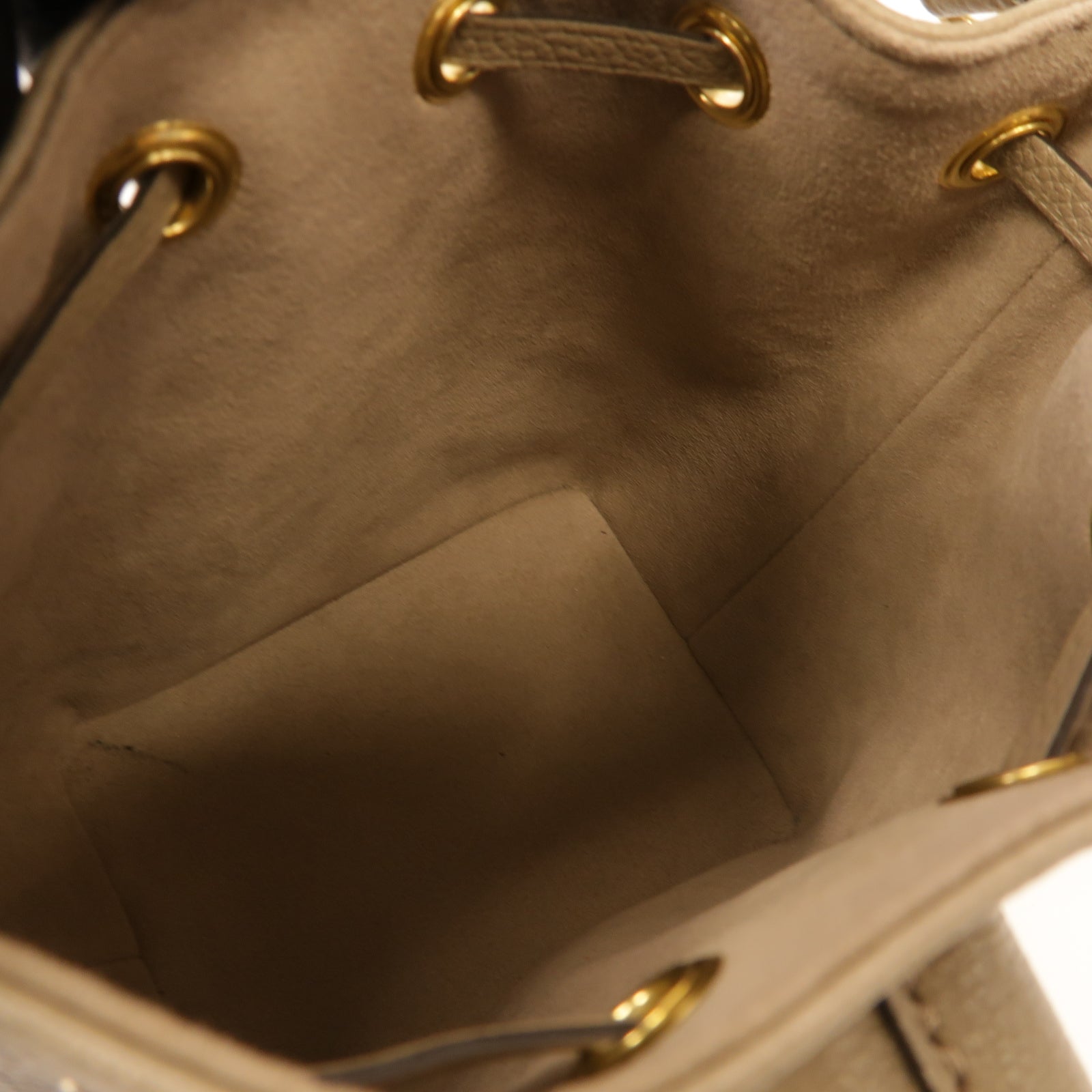 LOUIS VUITTON Monogram Empreinte Nano Noe金扣手挽肩背兩用袋米灰色