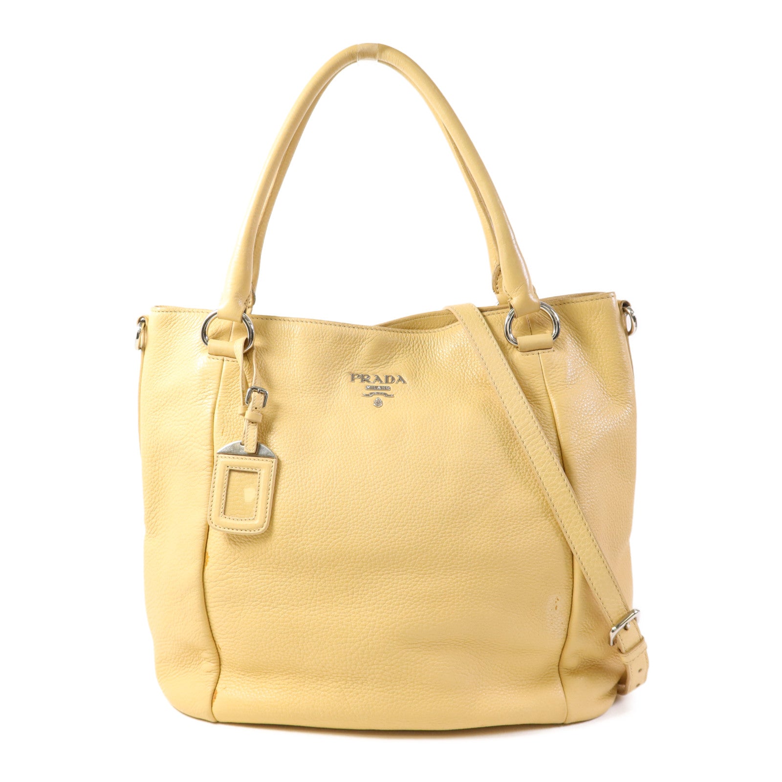 PRADA 牛皮皮革Vitello Daino 2 Way Shoulder Bag銀扣手挽肩背兩用袋