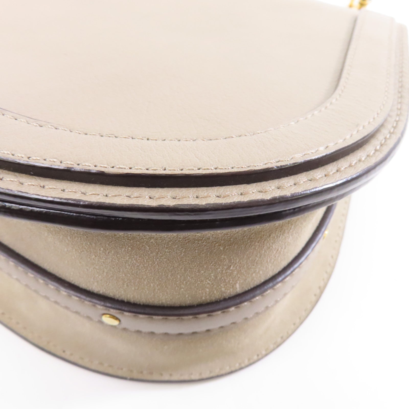 Chloe 牛皮皮革2Way Shoulder金扣手挽肩背兩用袋啡色