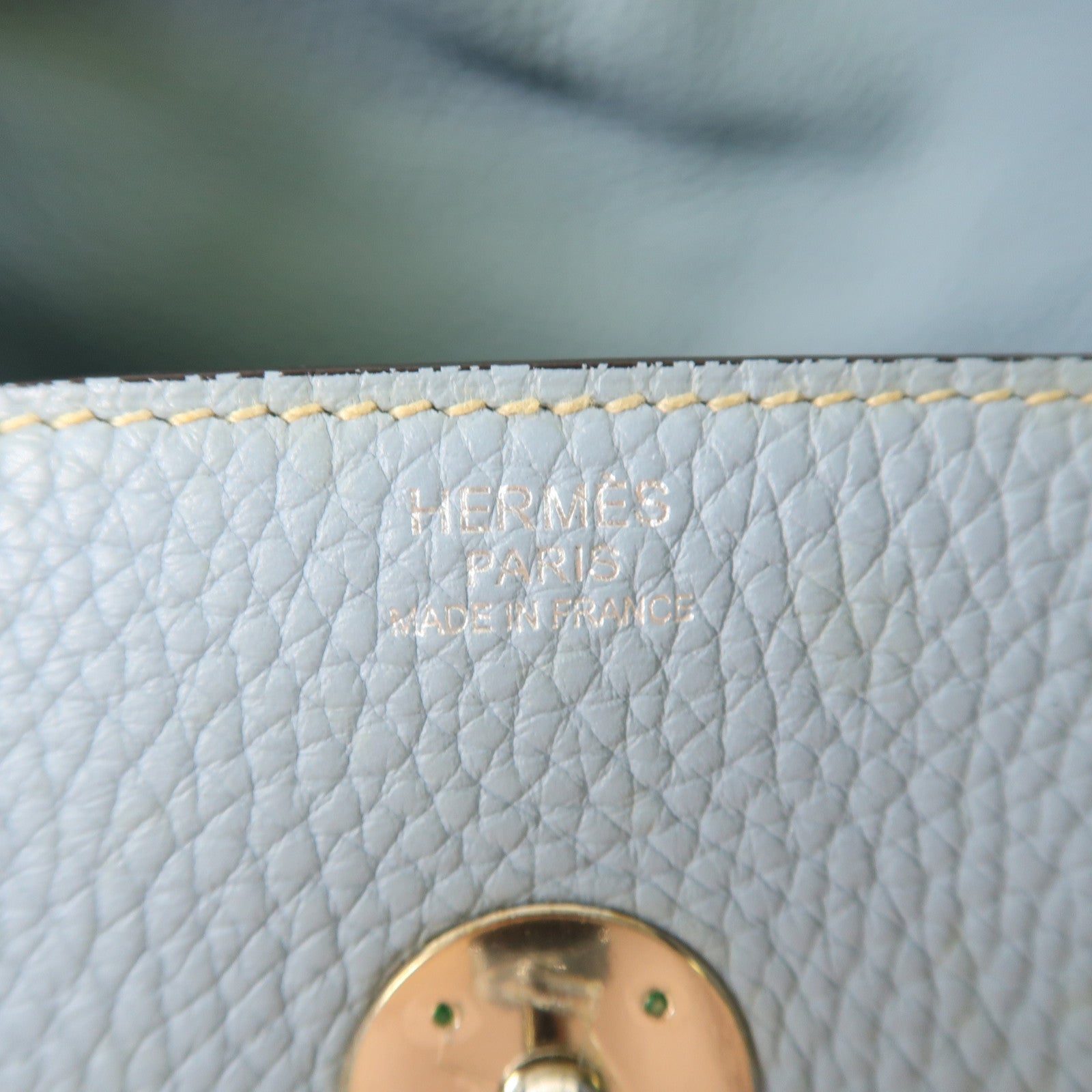 HERMES Clemence皮革Lindy 34銀扣手挽肩背兩用袋J7 Bleu Lin