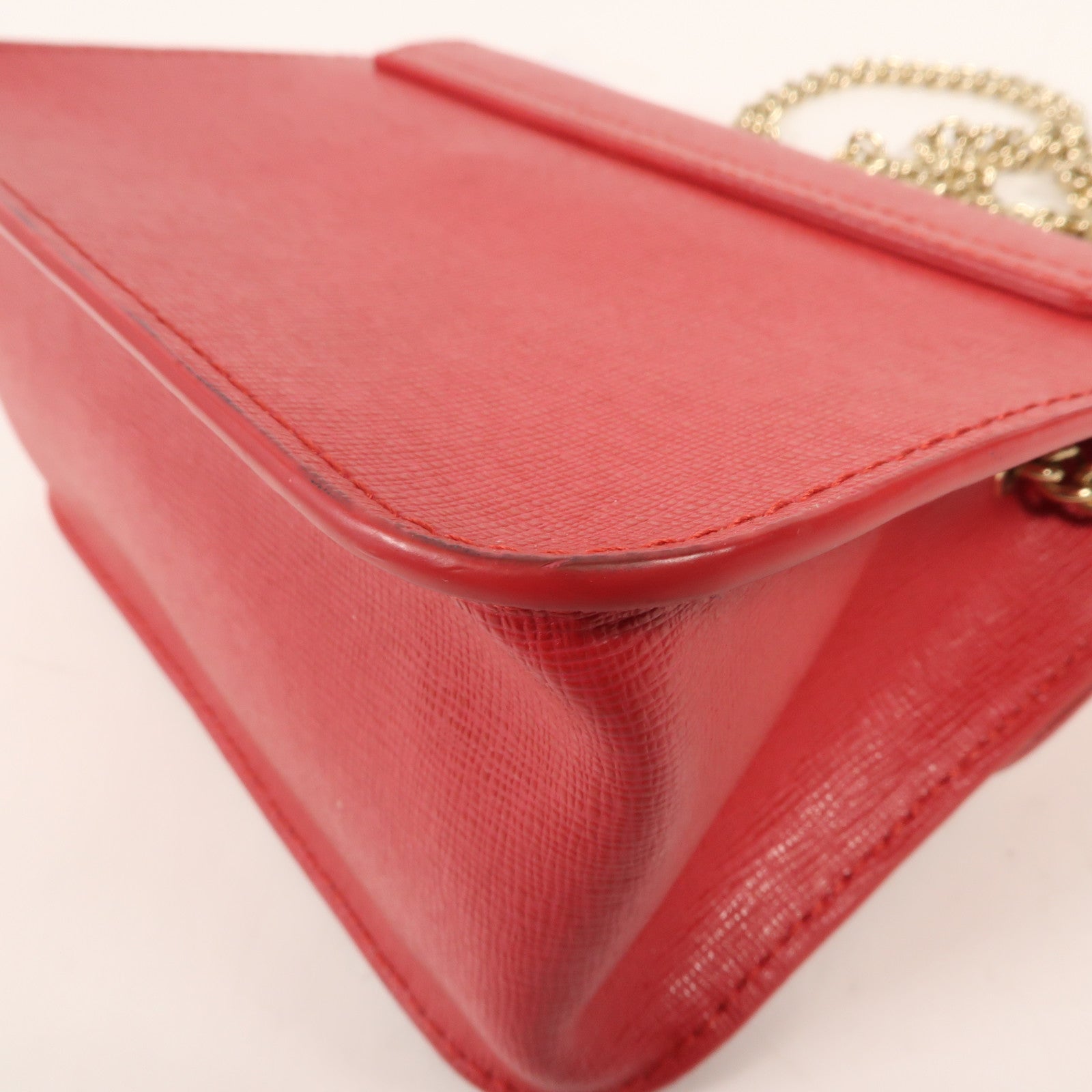 Furla 牛皮皮革Chain Shoulder金扣鏈帶肩背袋