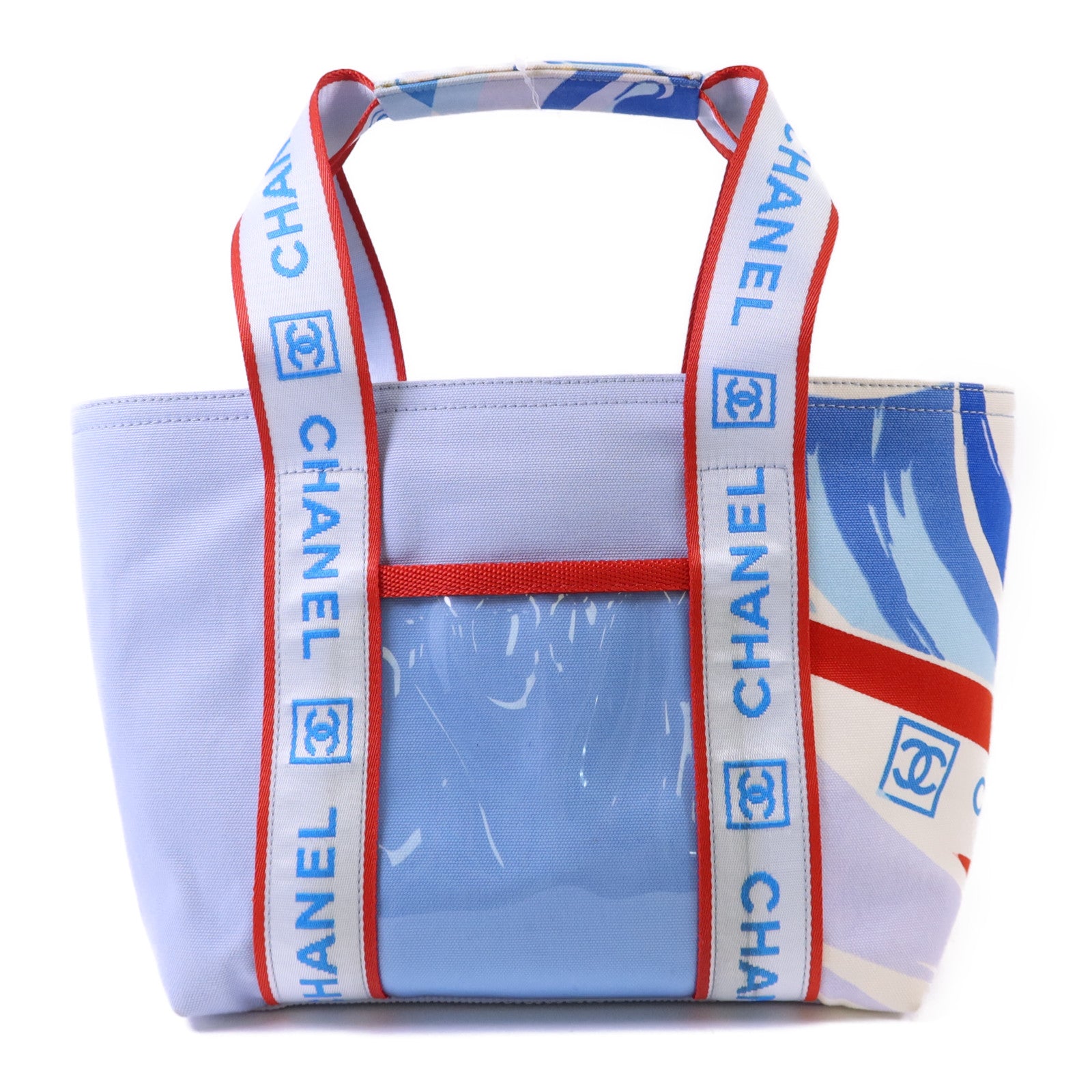 CHANEL 帆布Surf Line Tote Bag銀扣手挽袋