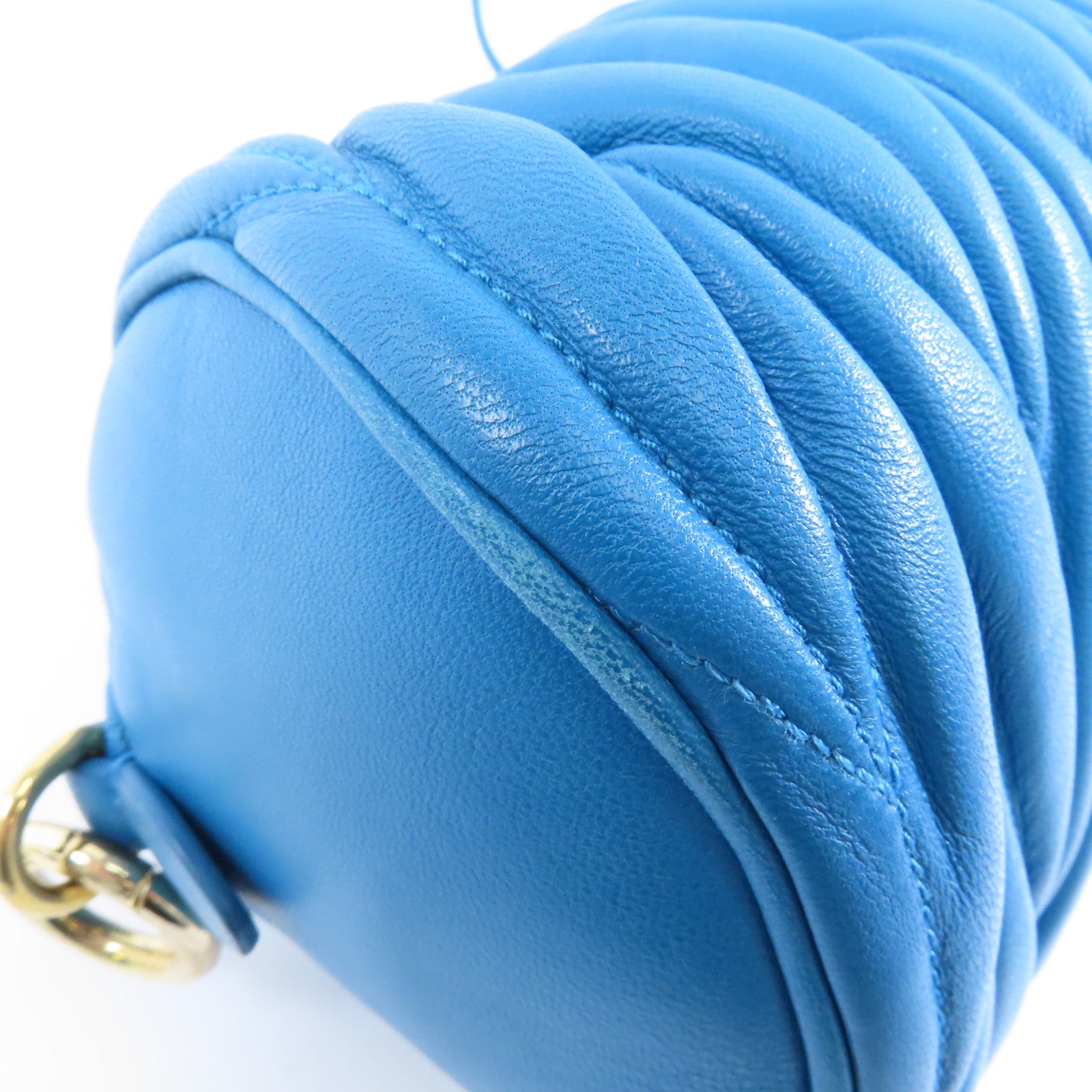 Miu Miu 羊皮皮革Shoulder Bag金扣鏈帶肩背袋藍色