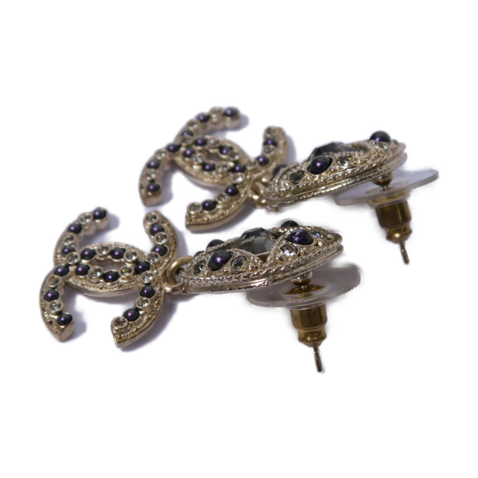 CHANEL 【激減優惠】PVC/金屬Earrings耳環金色/紫色/綠色