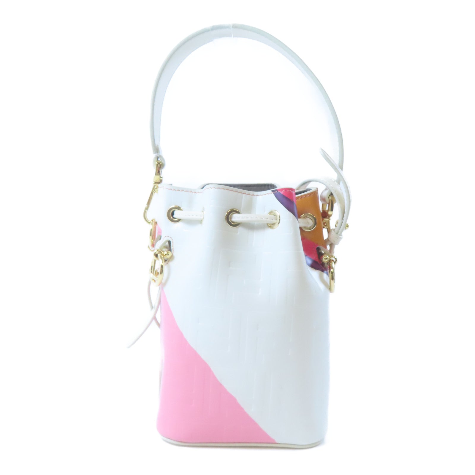 FENDI 【激減優惠】牛皮皮革Mon Tresor金扣手挽肩背兩用袋白色/粉紅色/棕色