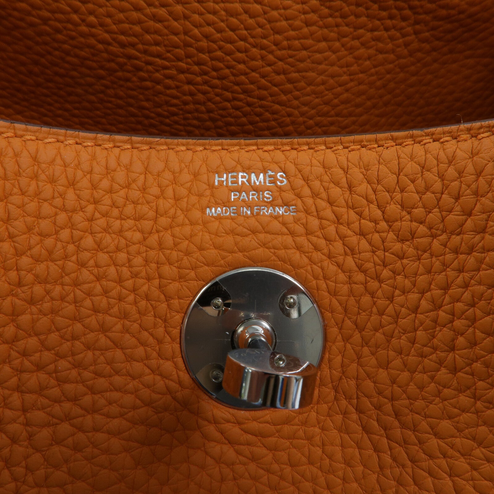 HERMES Clemence皮革Lindy 26手挽肩背兩用袋Orange