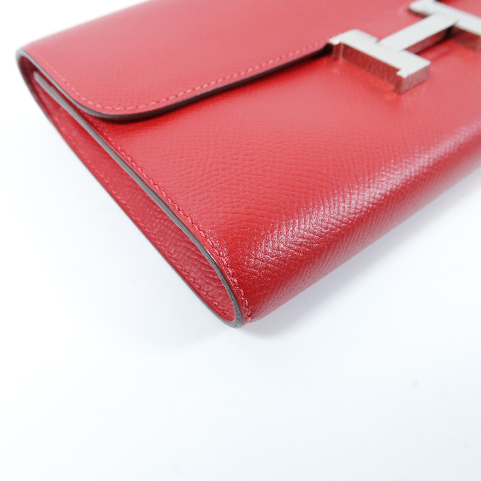 HERMES 【激減優惠】Epsom皮革Constance Long Wallet銀扣長錢包Rouge Casaque正紅色