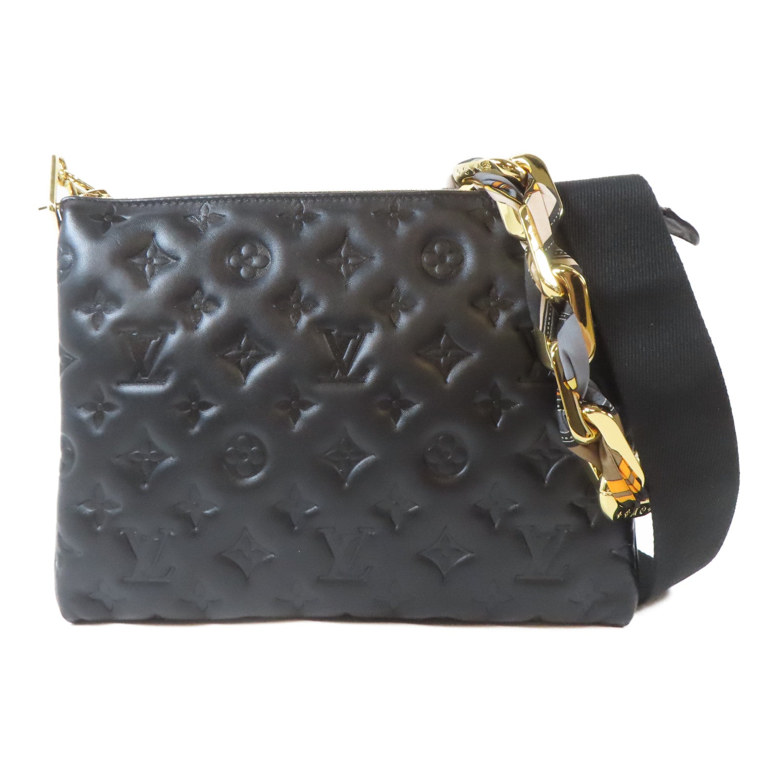 LOUIS VUITTON Monogram Embossed Coussin PM金扣肩背袋黑色
