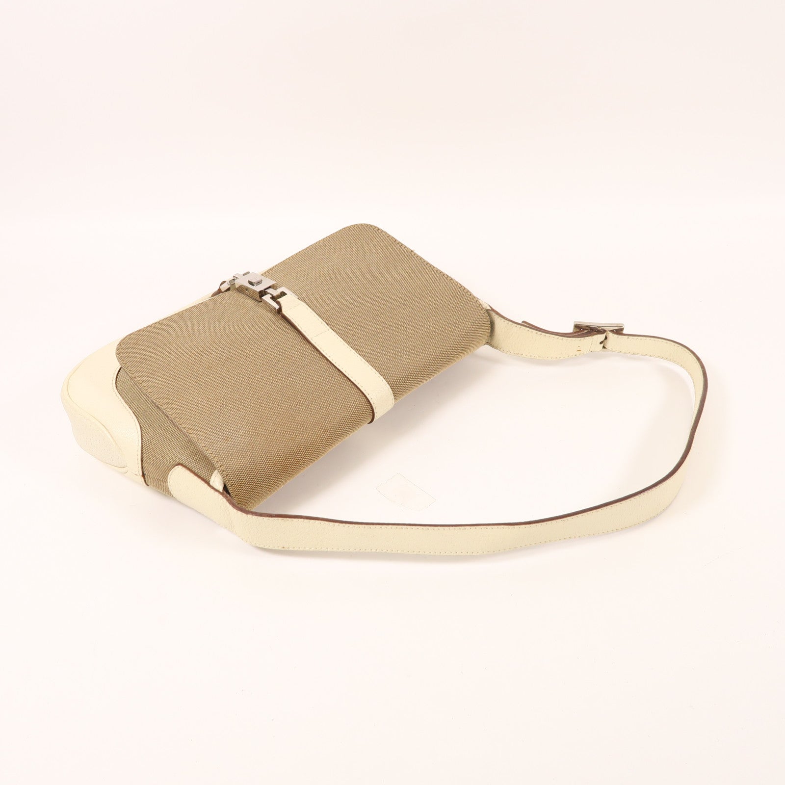 GUCCI 帆布/牛皮皮革Jackie銀扣肩背袋