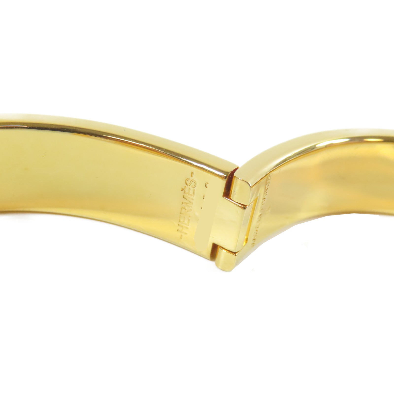 HERMES 金屬Clic H Bracelet手鐲白色/金色#16cm