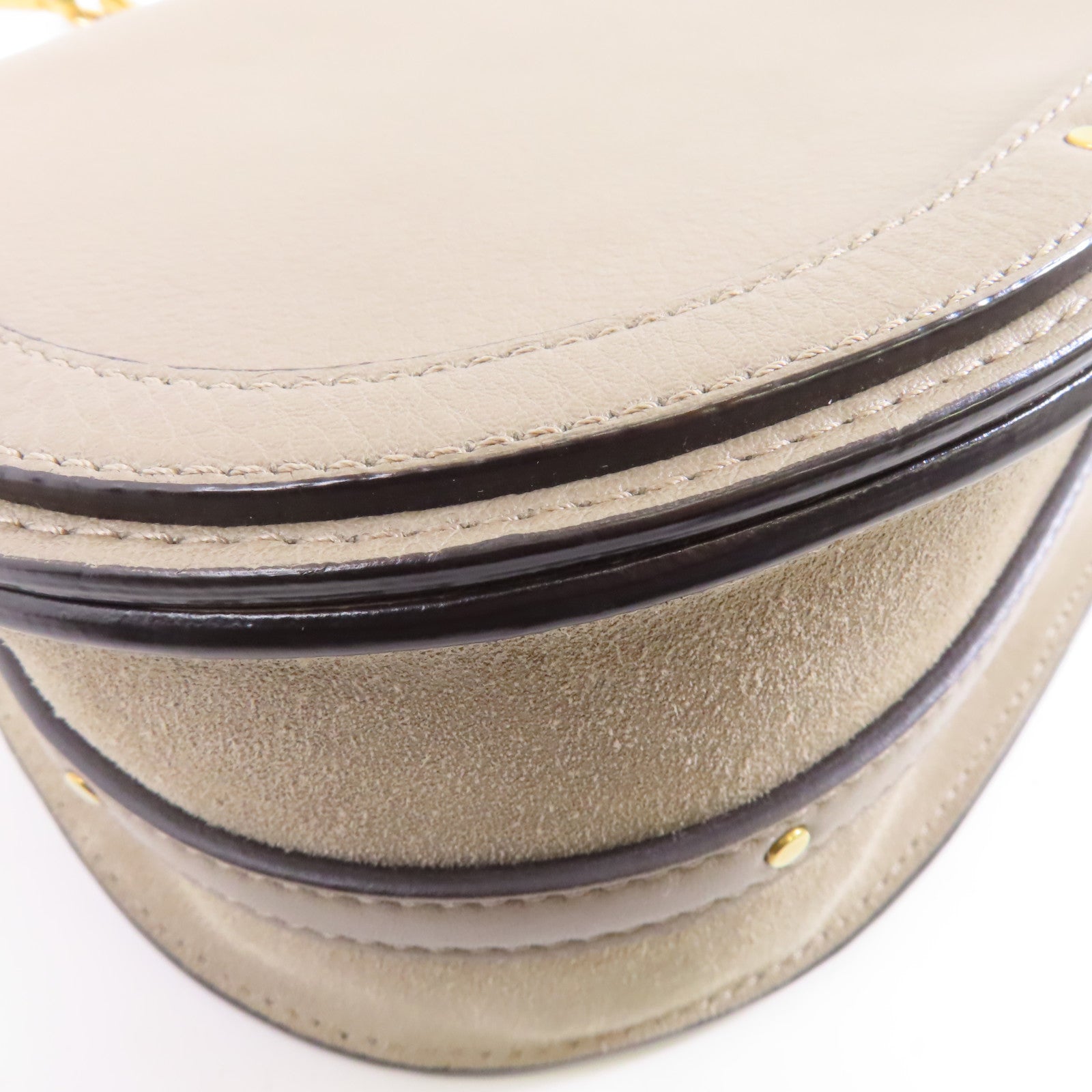 Chloe 牛皮皮革2Way Shoulder金扣手挽肩背兩用袋啡色