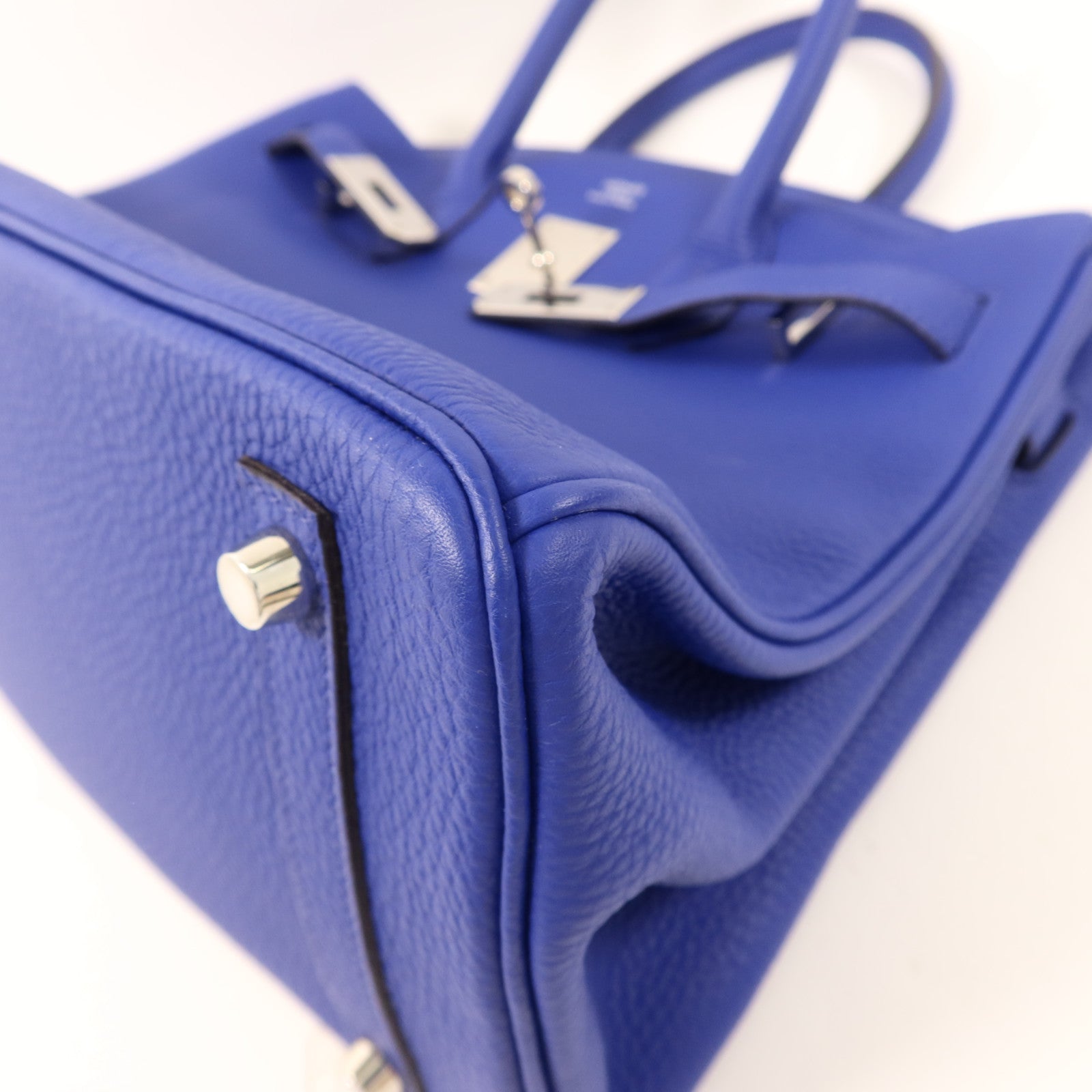 HERMES Togo皮革Birkin 30銀扣手挽袋Bleu Electrique