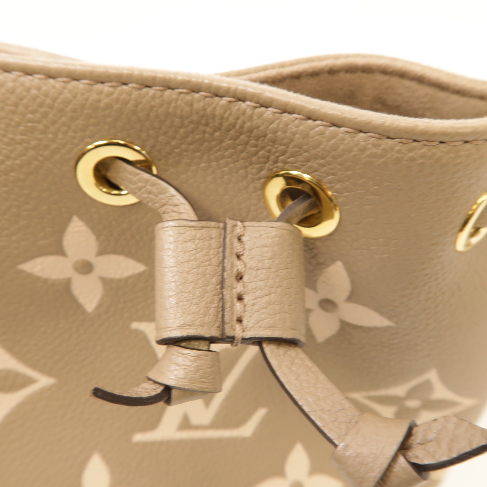 LOUIS VUITTON Monogram Empreinte Nano Noe金扣手挽肩背兩用袋米灰色