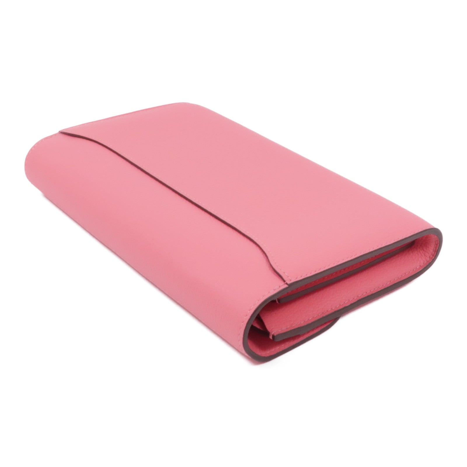 HERMES Evercolor皮革Constance Long Wallet銀扣長錢包8W Rose Azalee